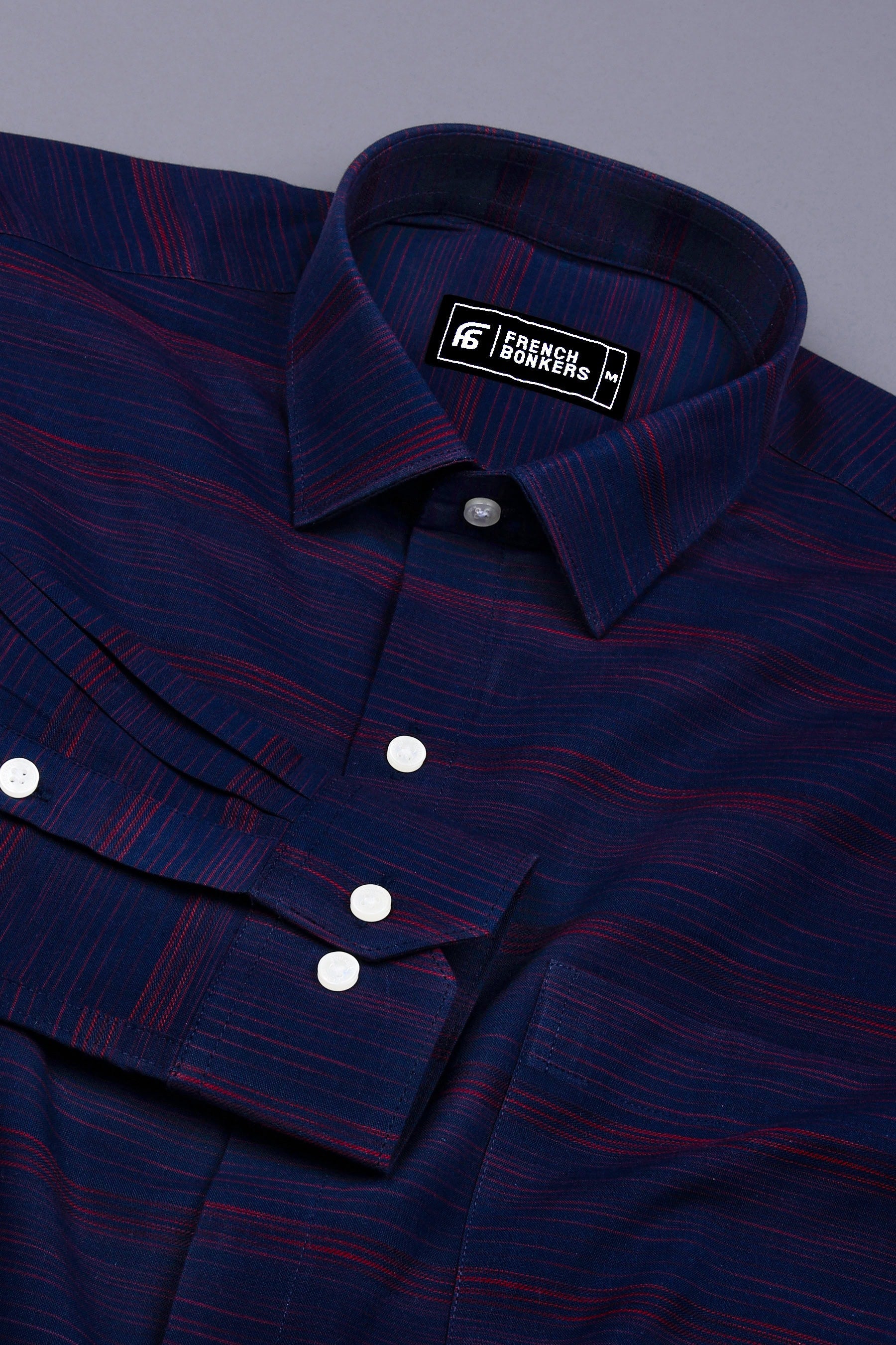 Red With Navyblue Shaded Stripe Shirt