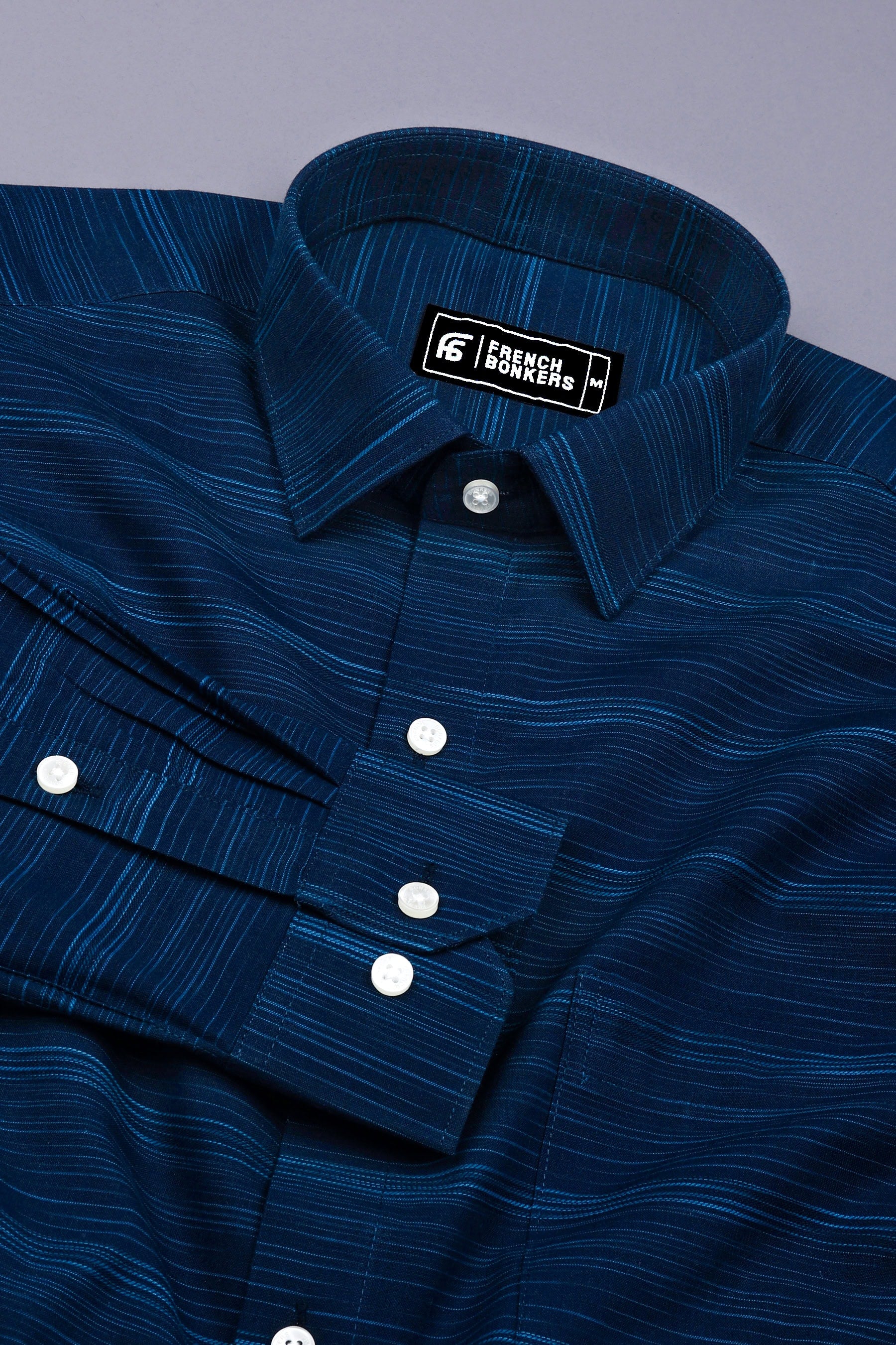 Aquablue With Navyblue Shaded Stripe Shirt