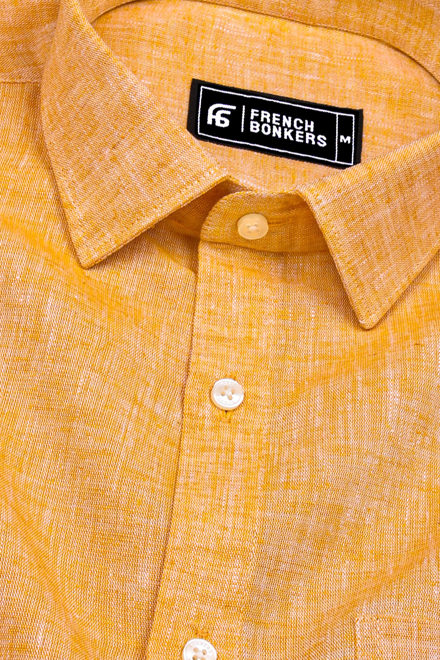 Yellow Linen Cotton Solid Shirt