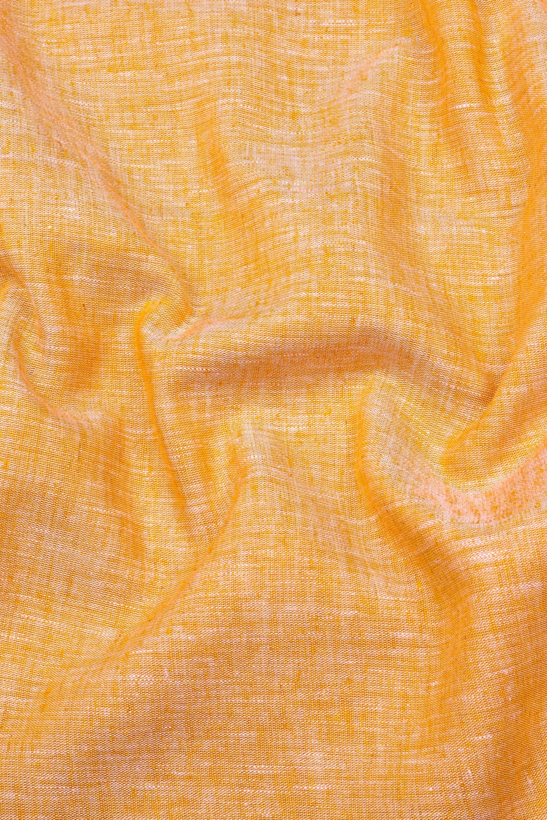 Yellow Linen Cotton Solid Shirt