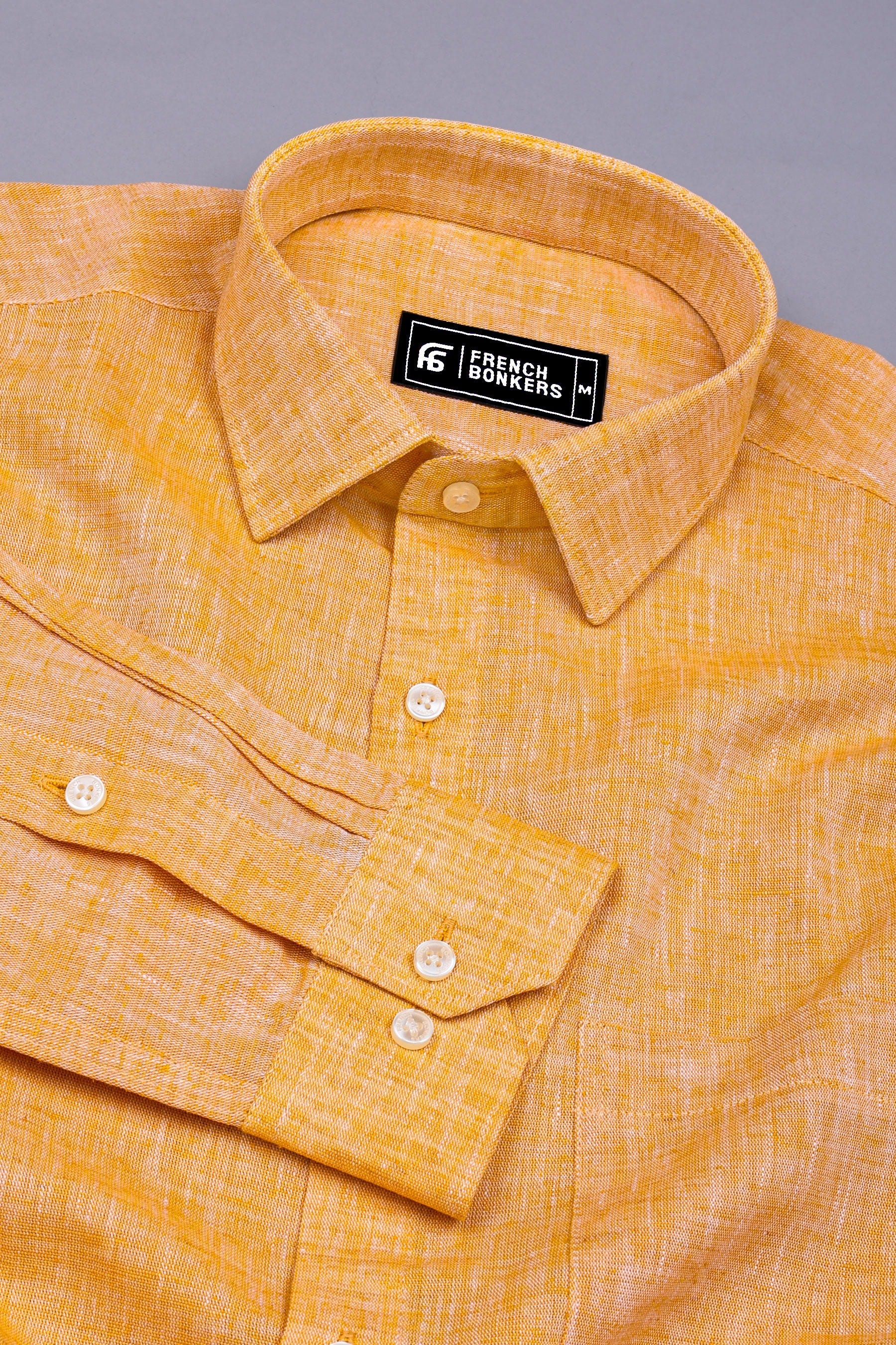 Yellow Linen Cotton Solid Shirt