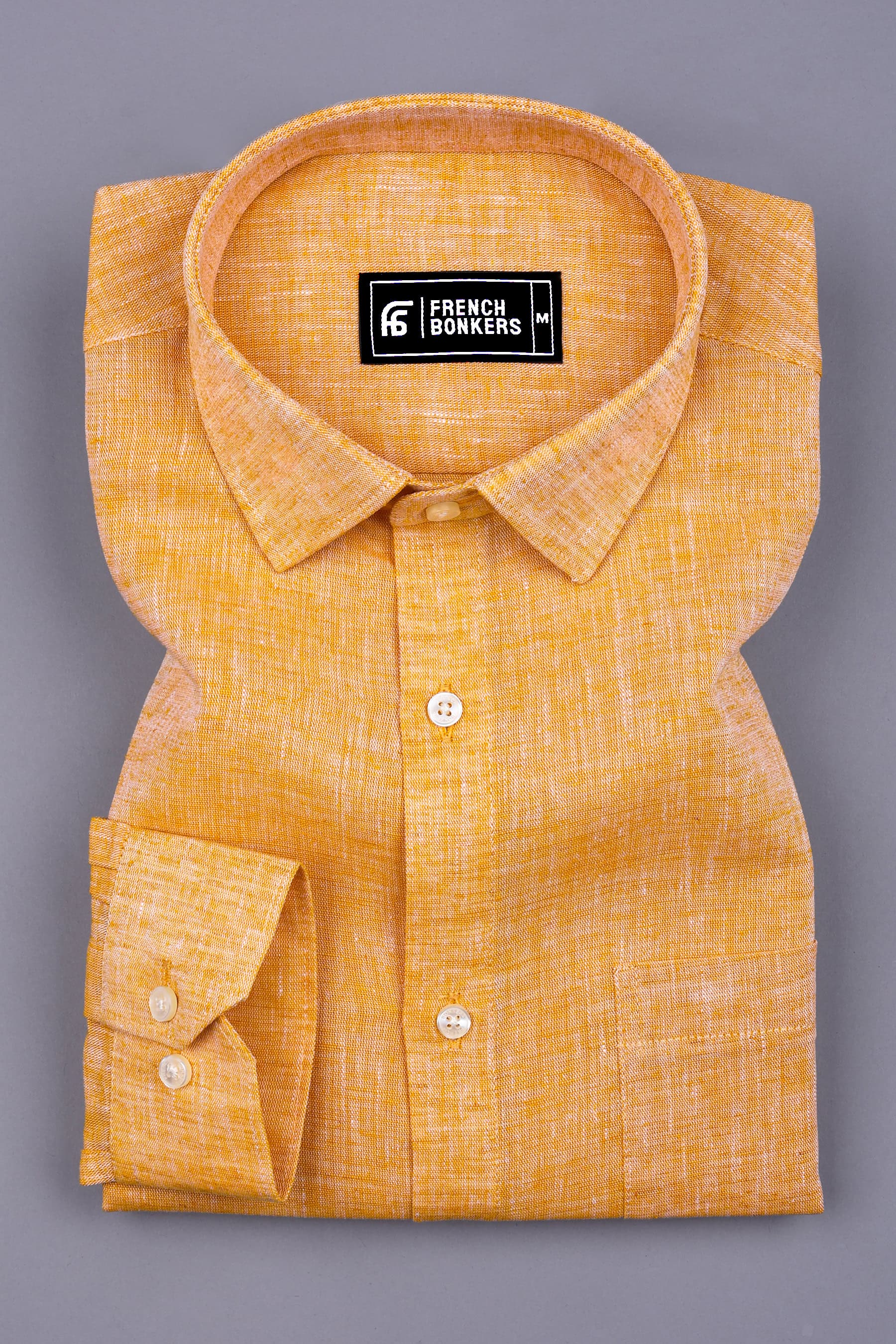 Yellow Linen Cotton Solid Shirt