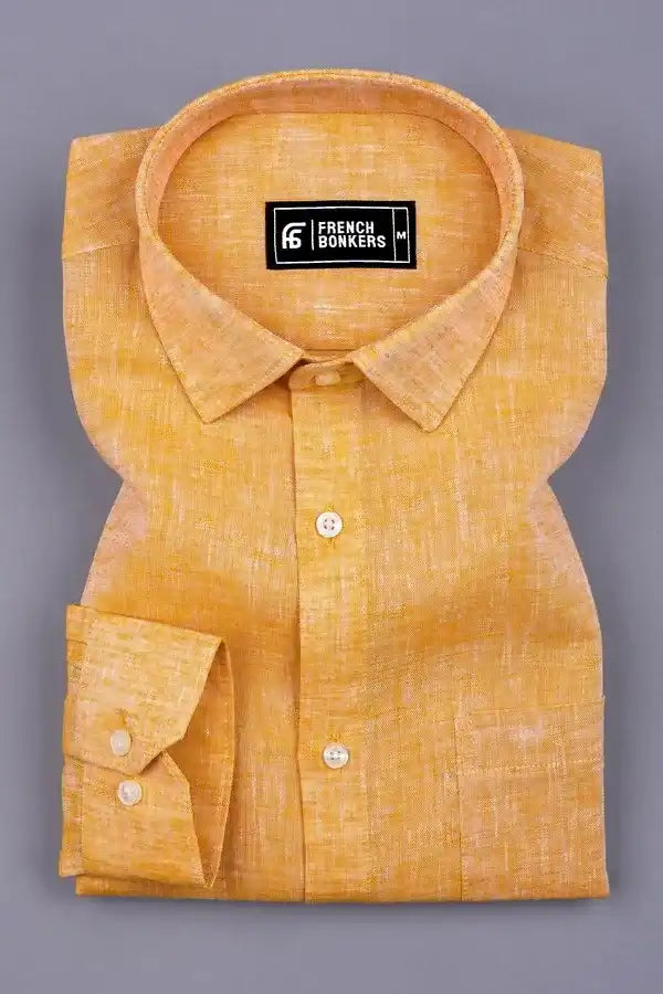 Yellow Linen Cotton Solid Shirt