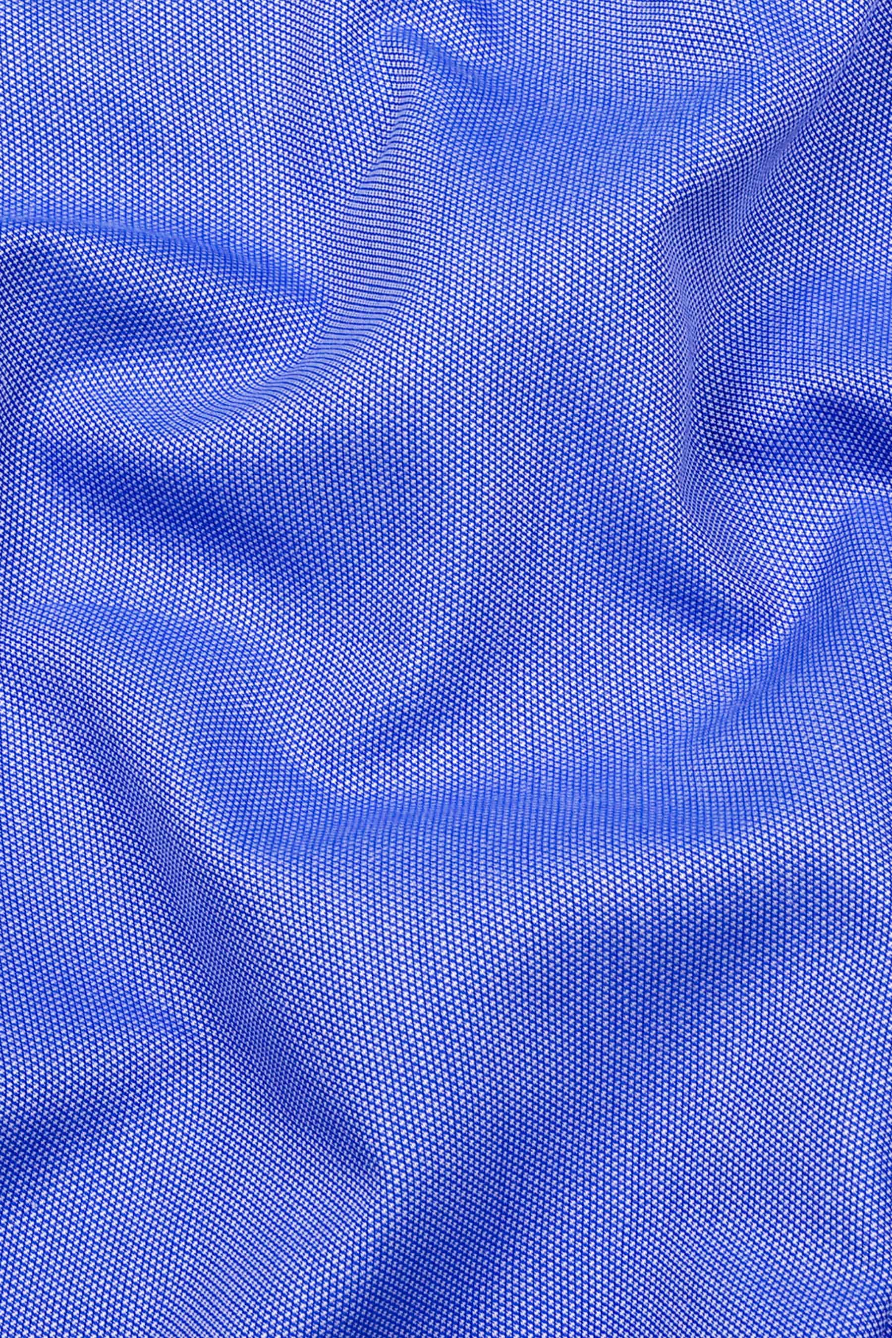Blue Dobby Texture Cotton Shirt