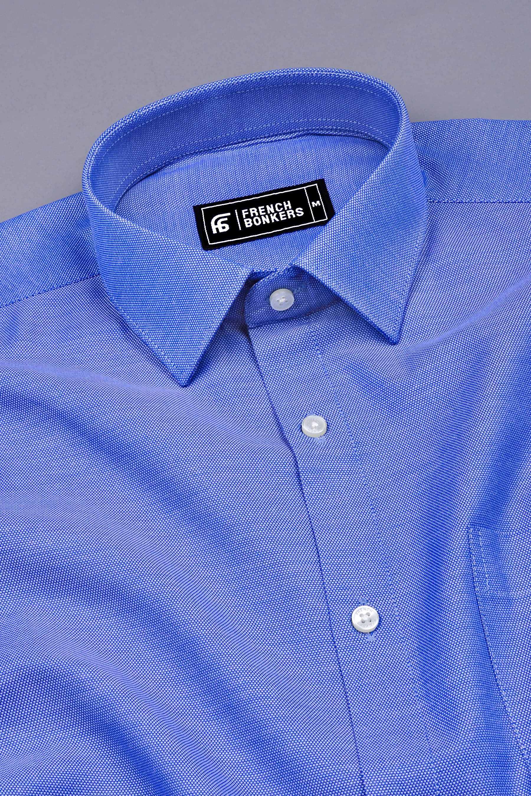 Blue Dobby Texture Cotton Shirt