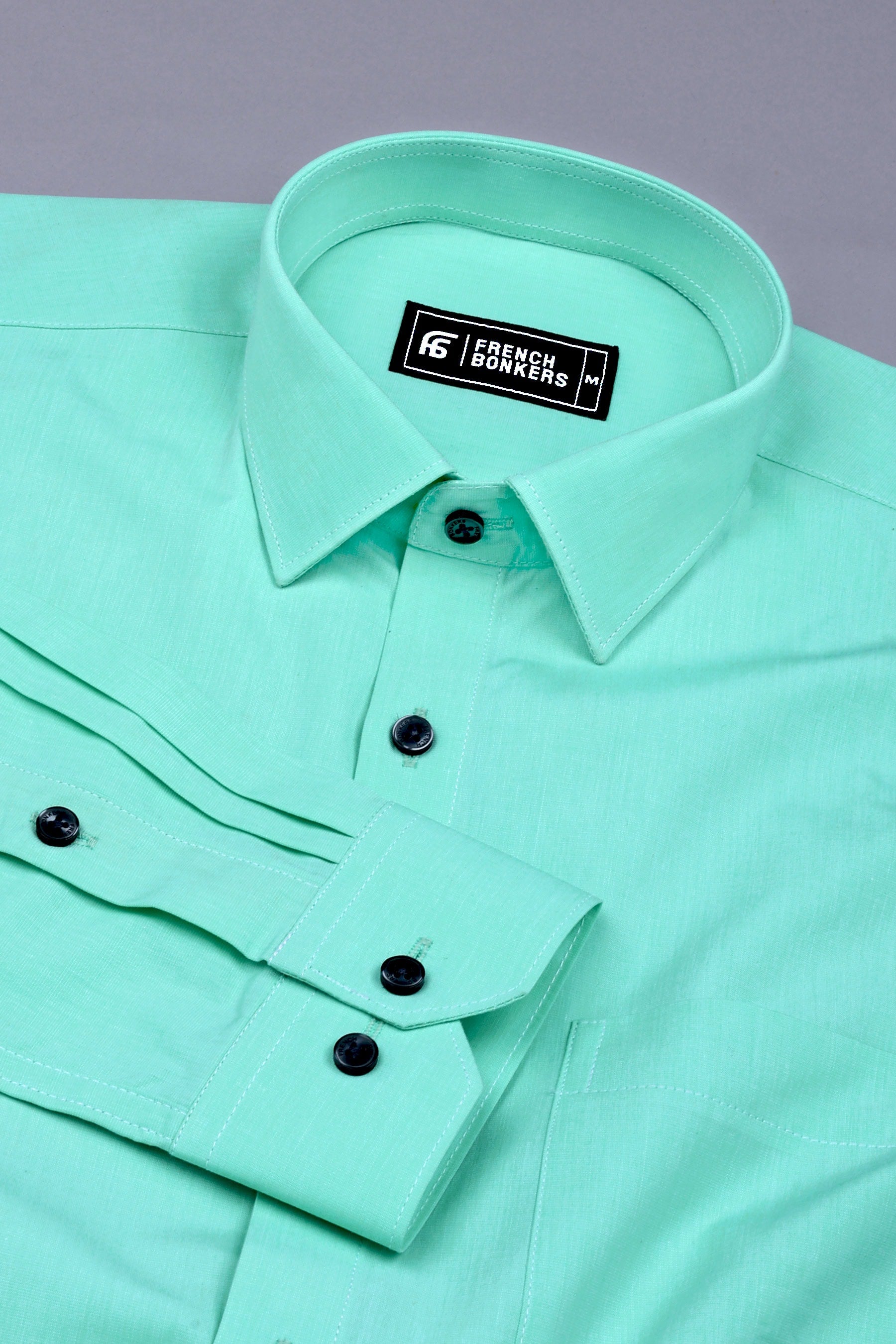 Mint Green Solid Cotton Shirt