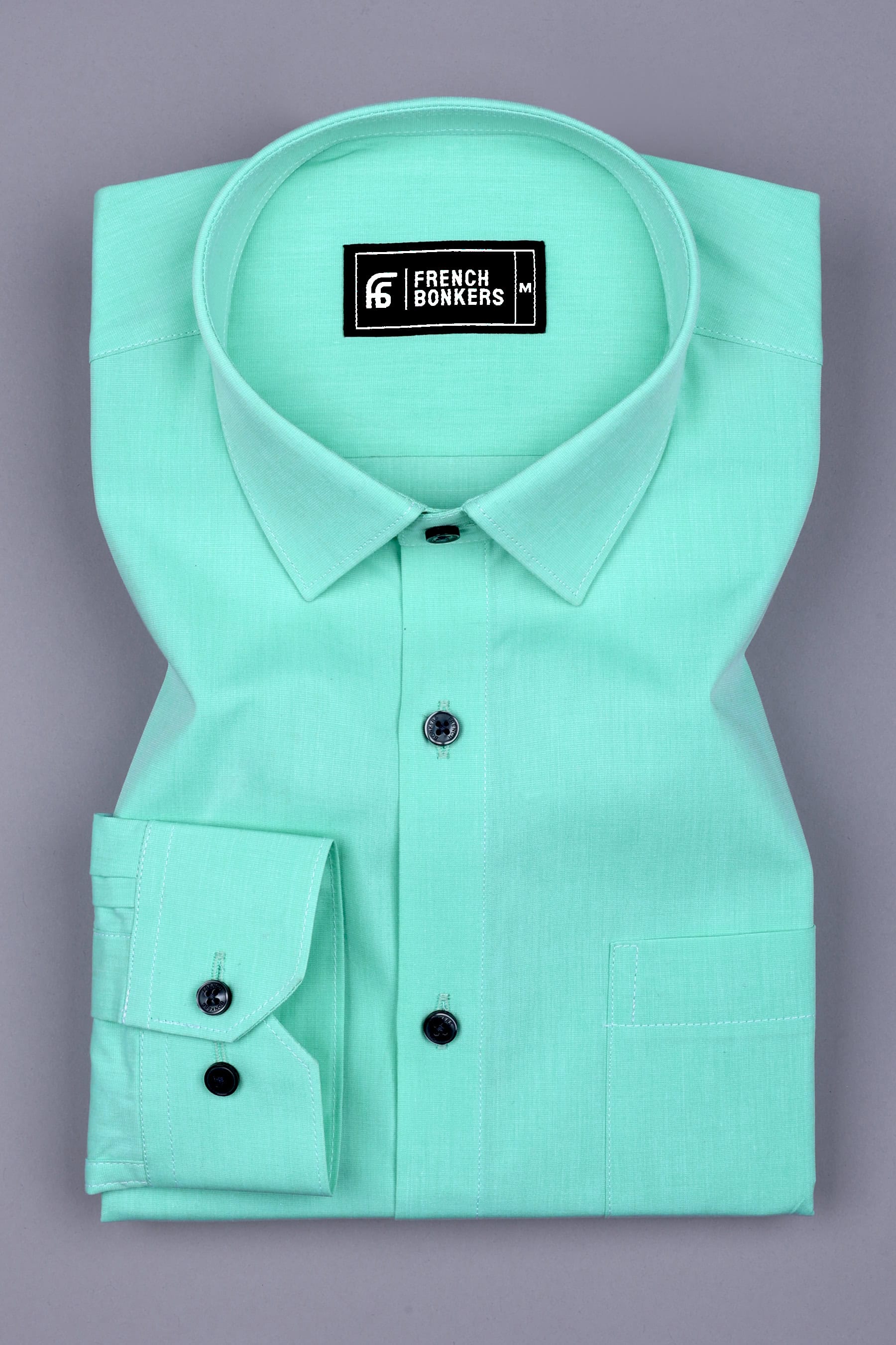 Mint Green Solid Cotton Shirt