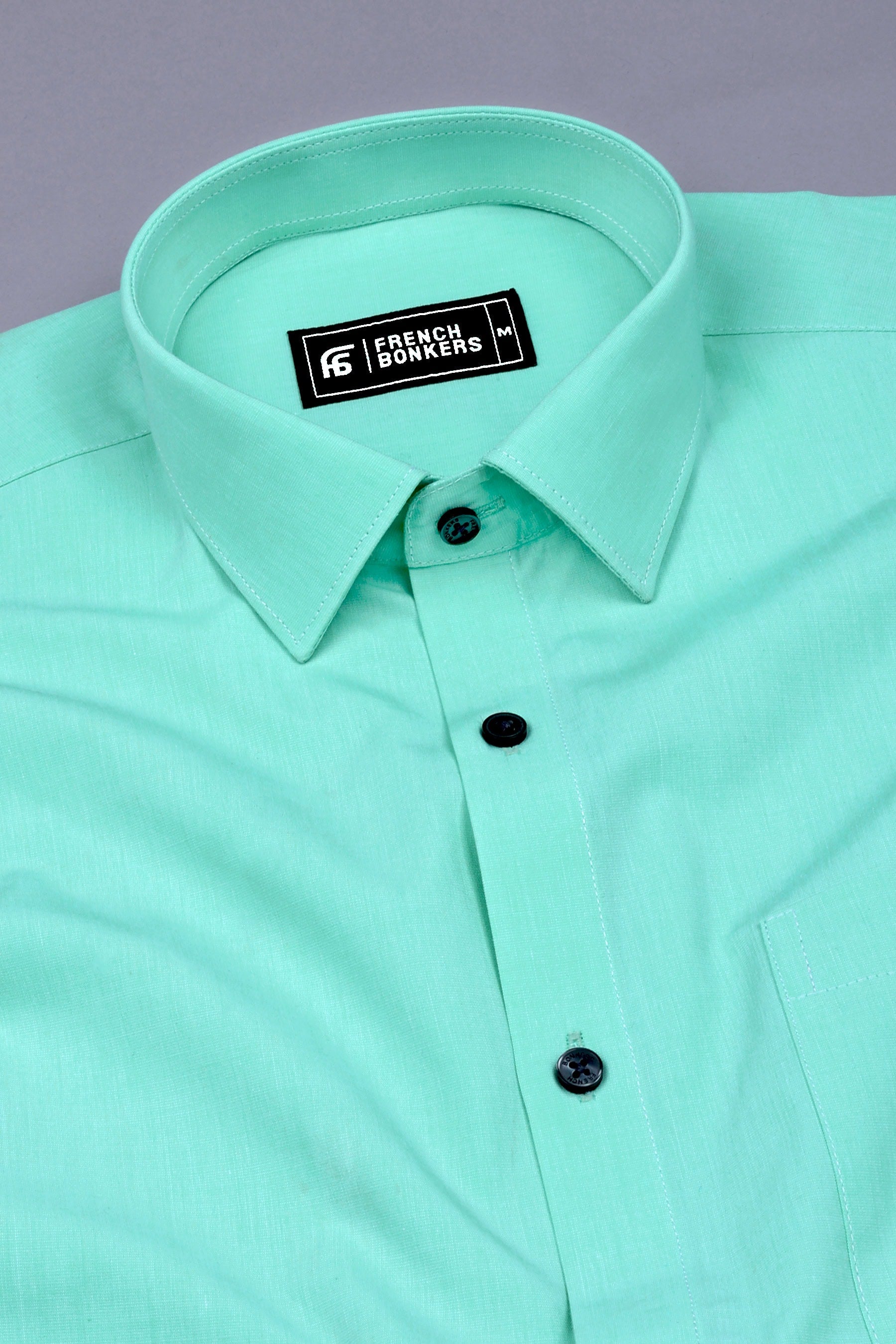 Mint Green Solid Cotton Shirt