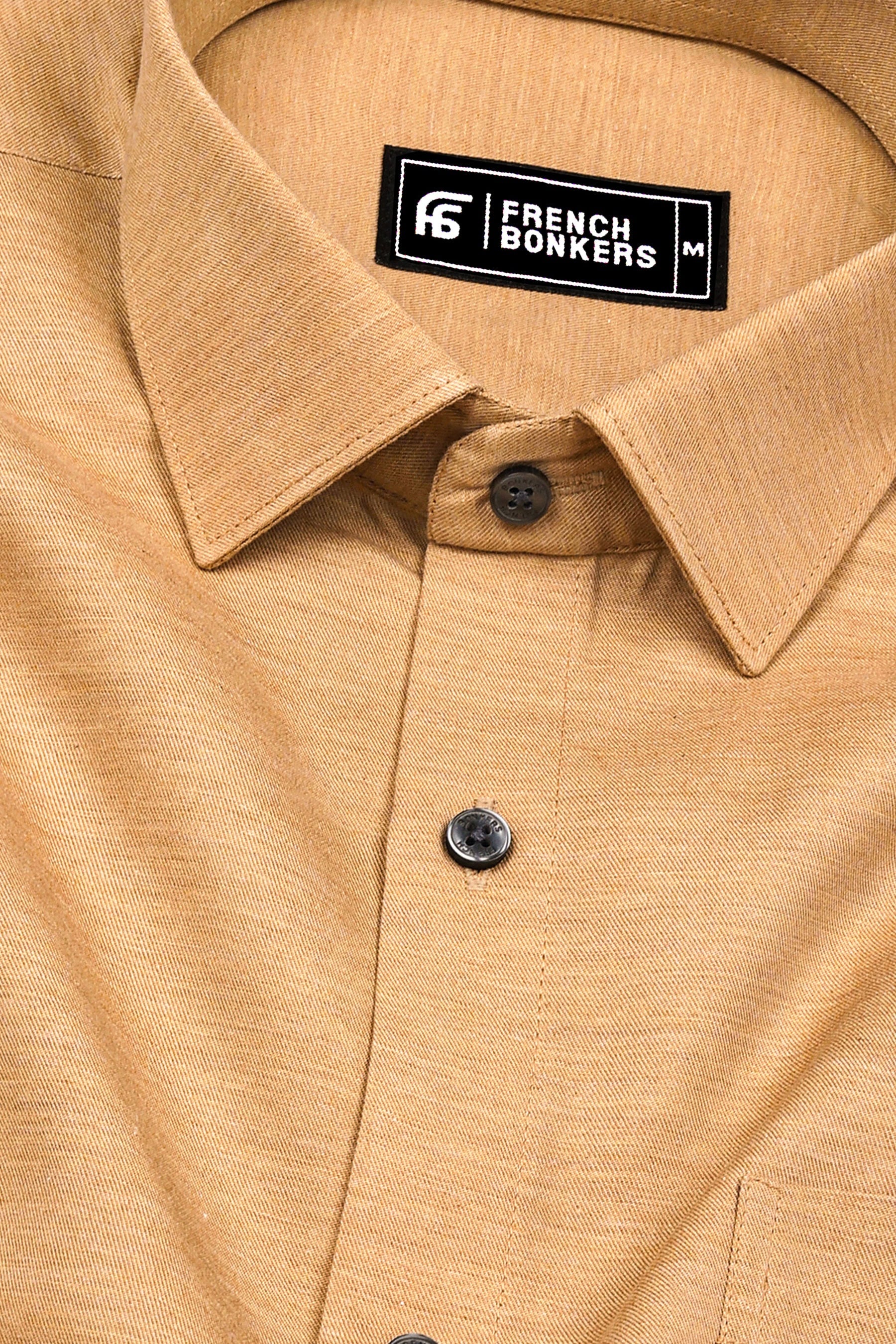 Camel Cream Solid Cotton Shirt