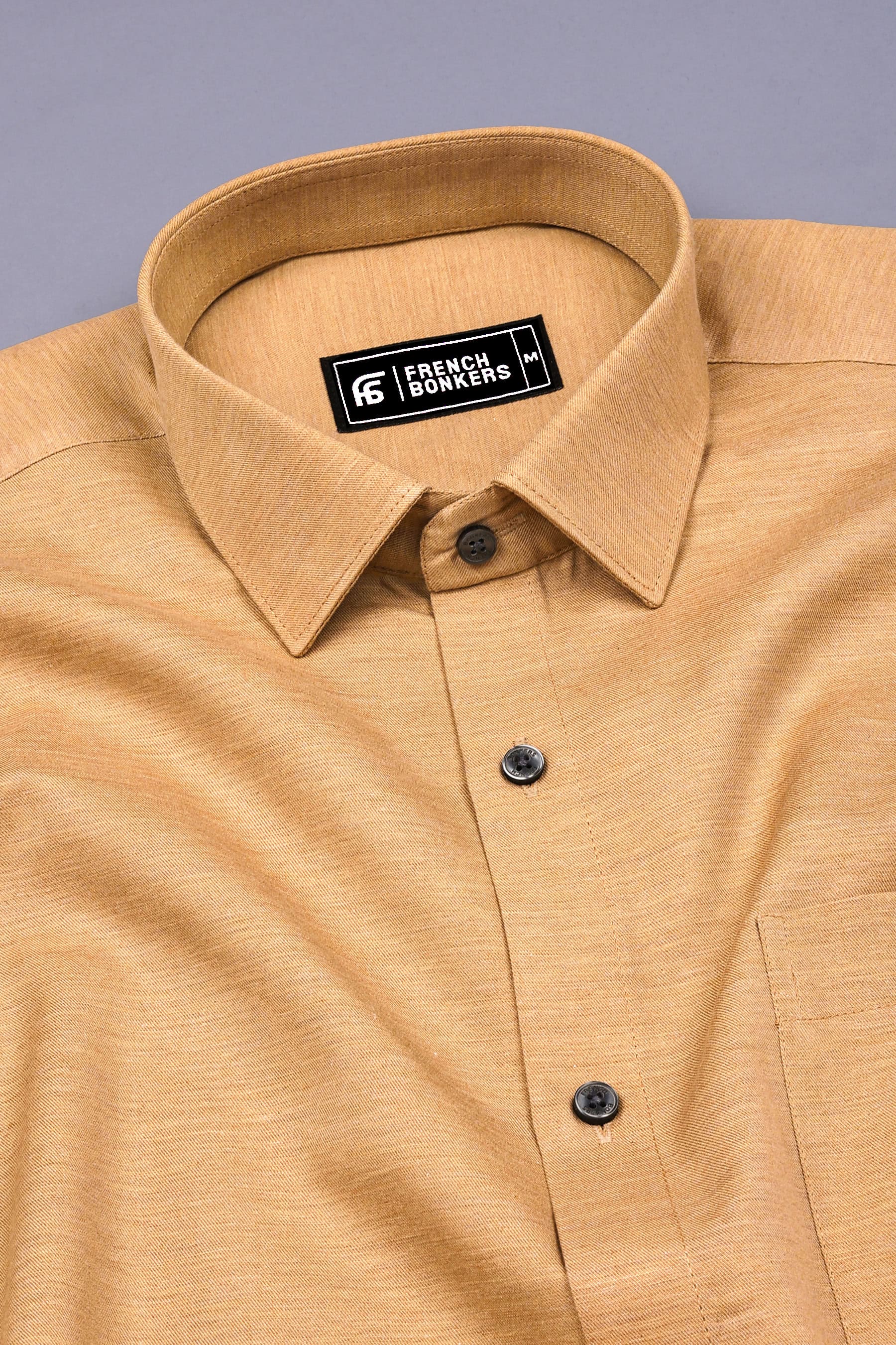 Camel Cream Solid Cotton Shirt