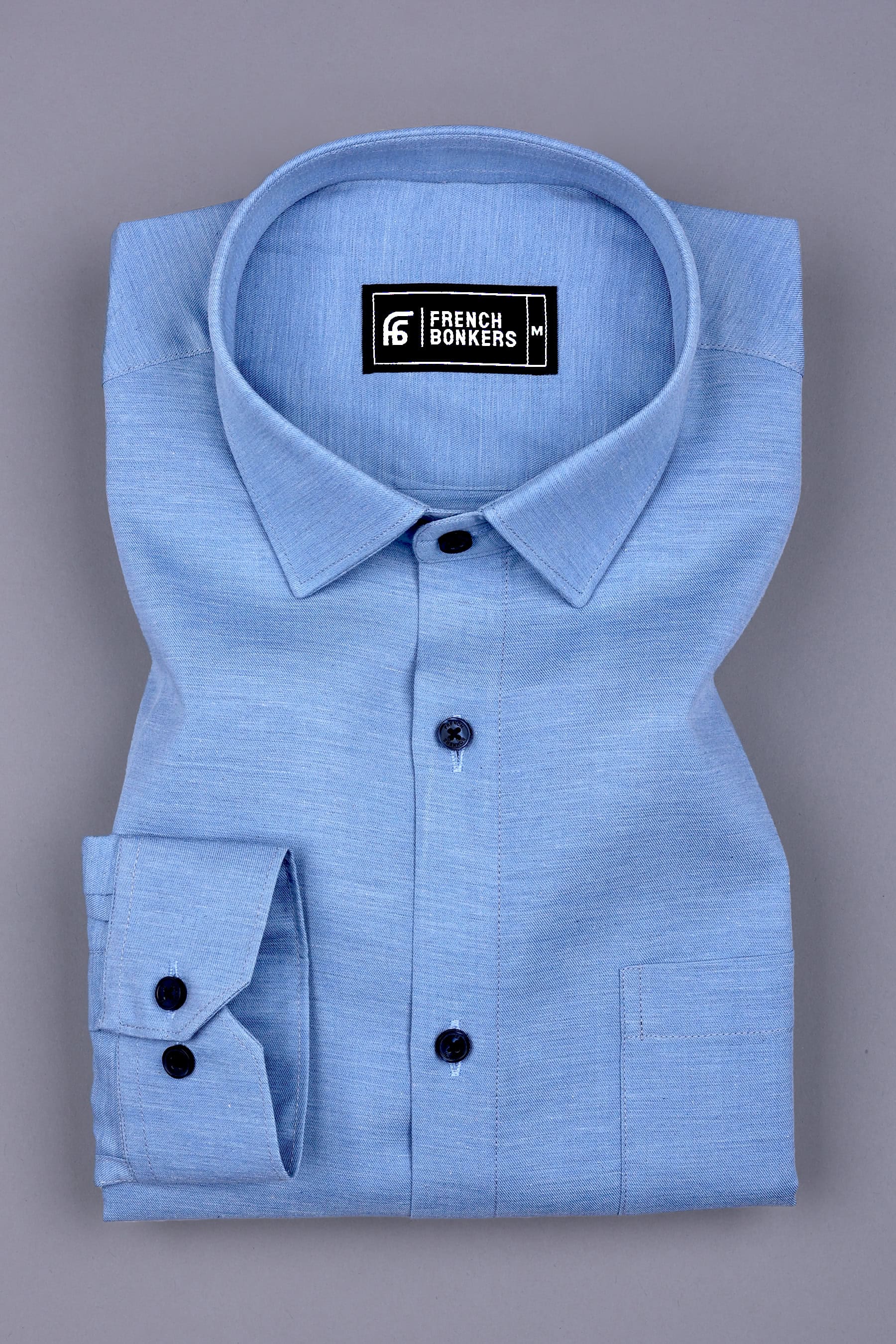 Cloud Blue Solid Cotton Shirt