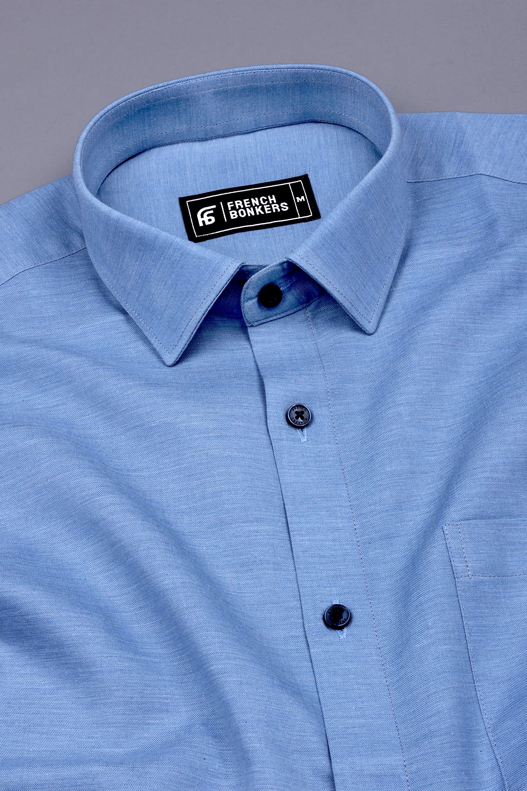 Cloud Blue Solid Cotton Shirt