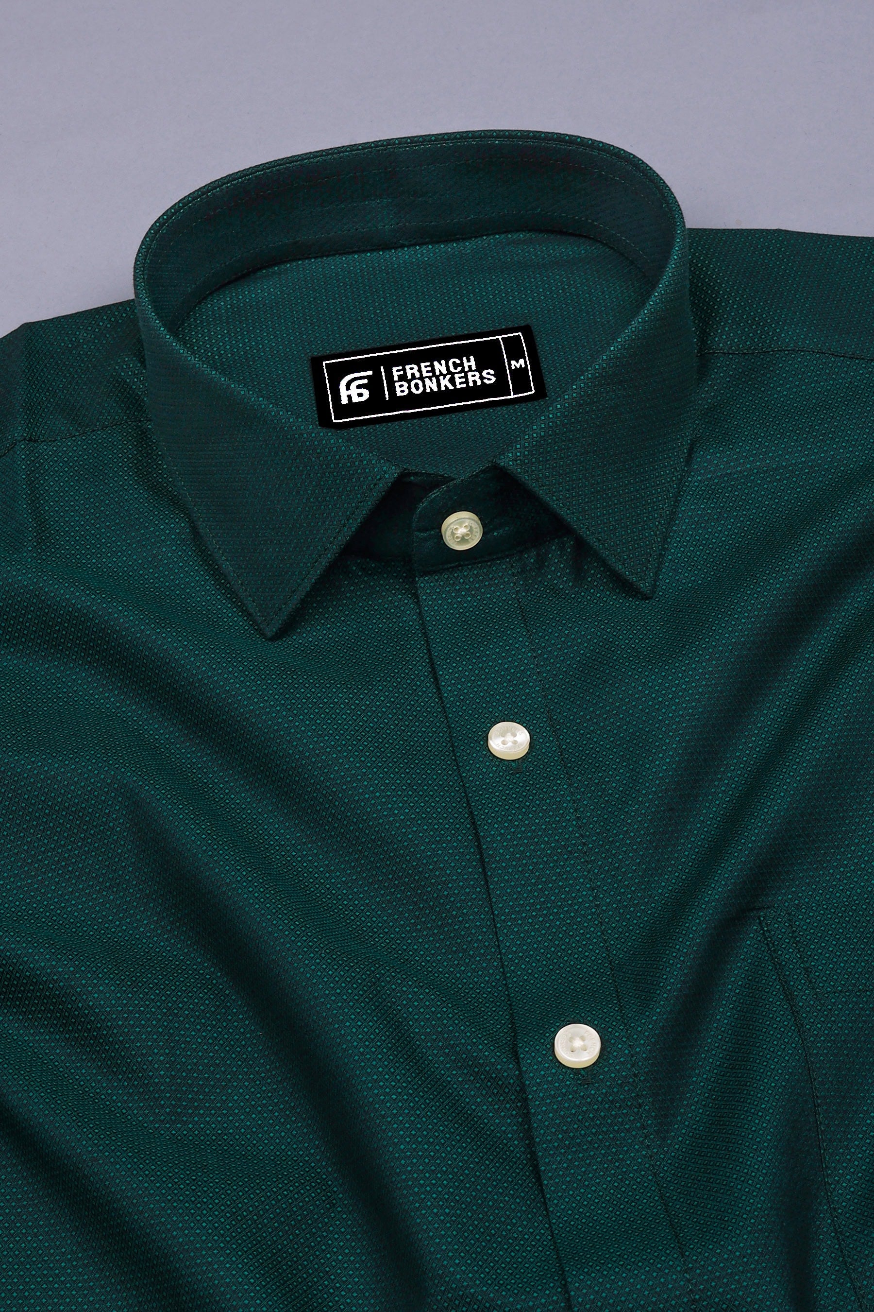 Green Diamond Jacquard Textured Shirt