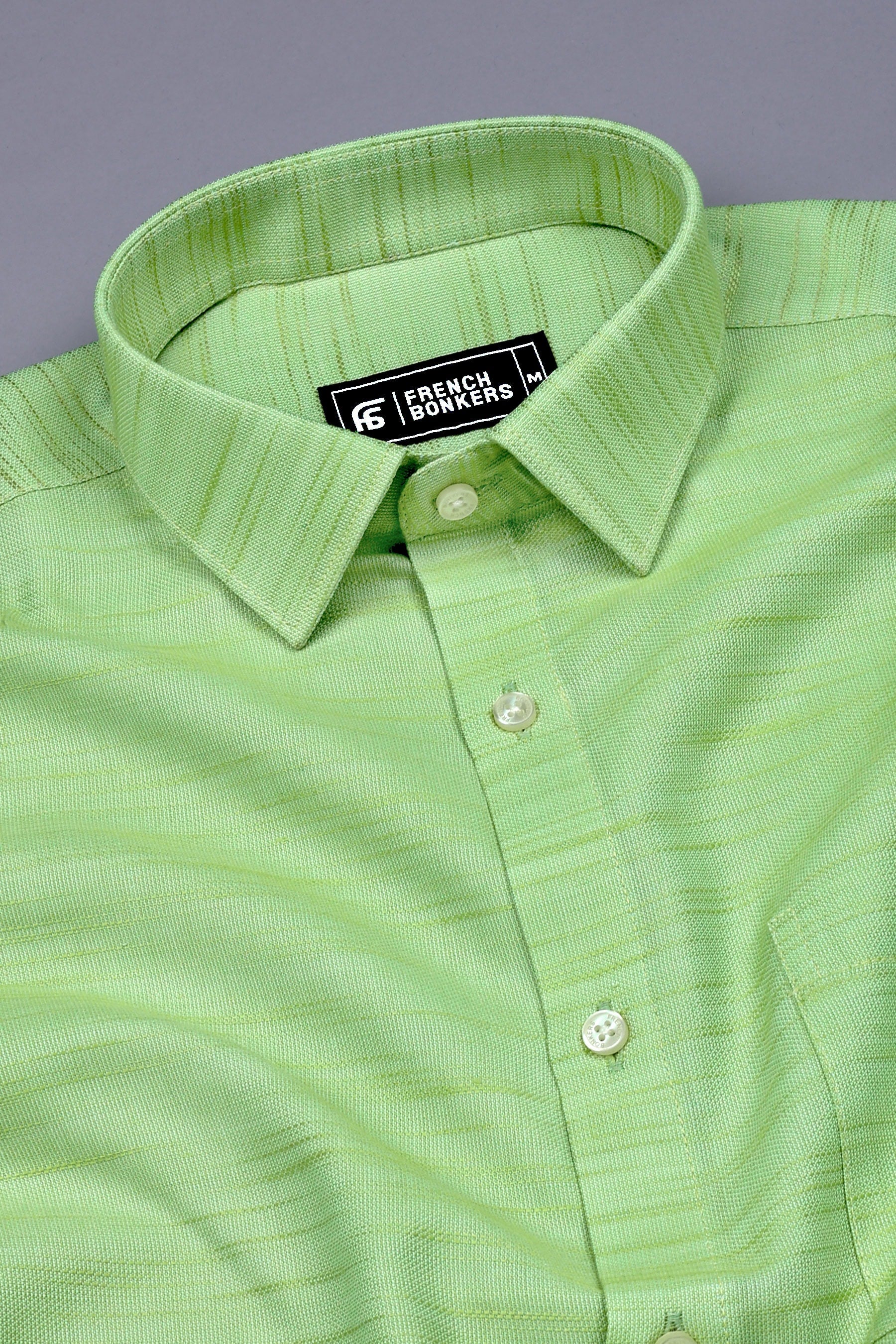 Parrot Green Solid Linen shirt