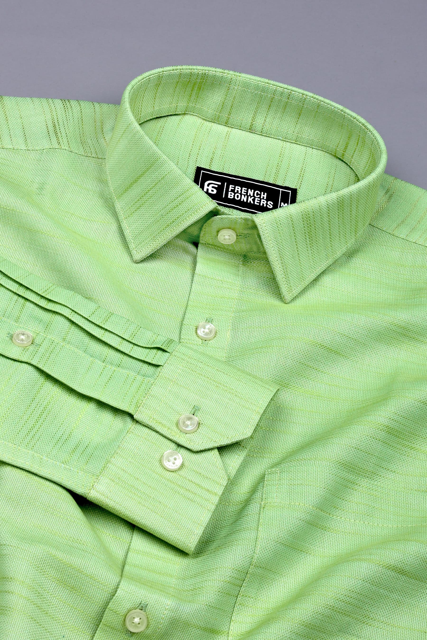 Parrot Green Solid Linen shirt