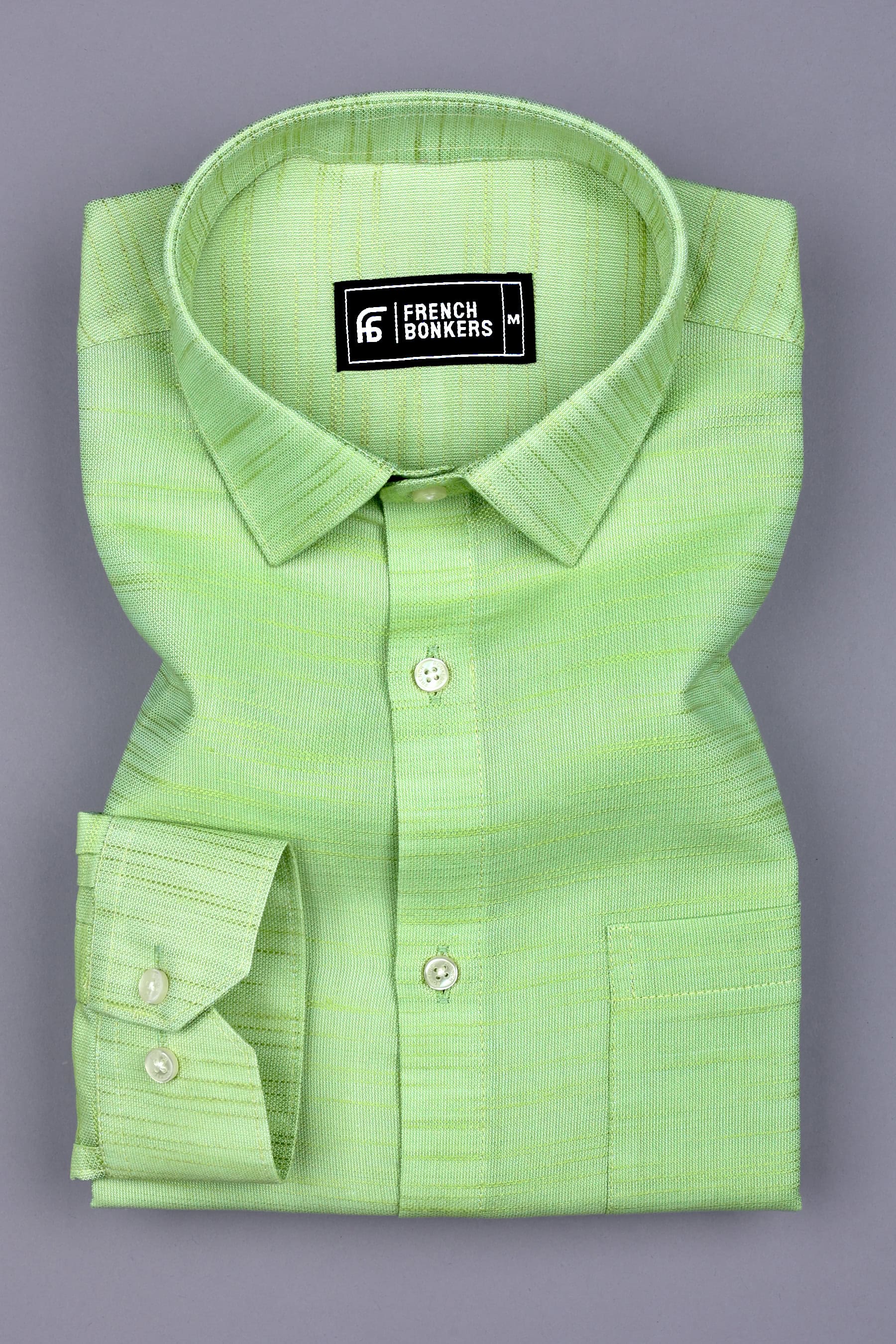 Parrot Green Solid Linen shirt