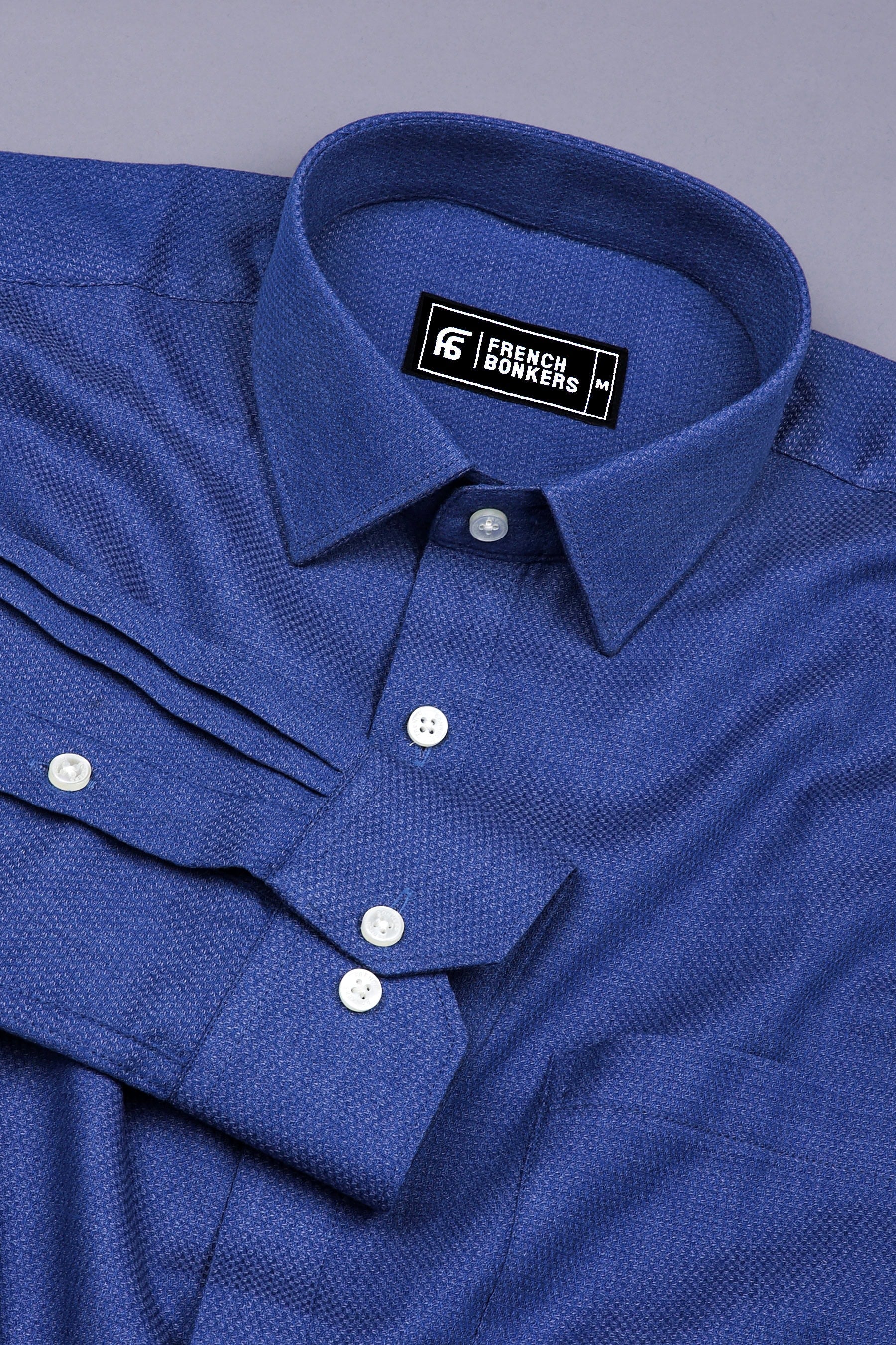 Steel Blue Solid Cotton Shirt