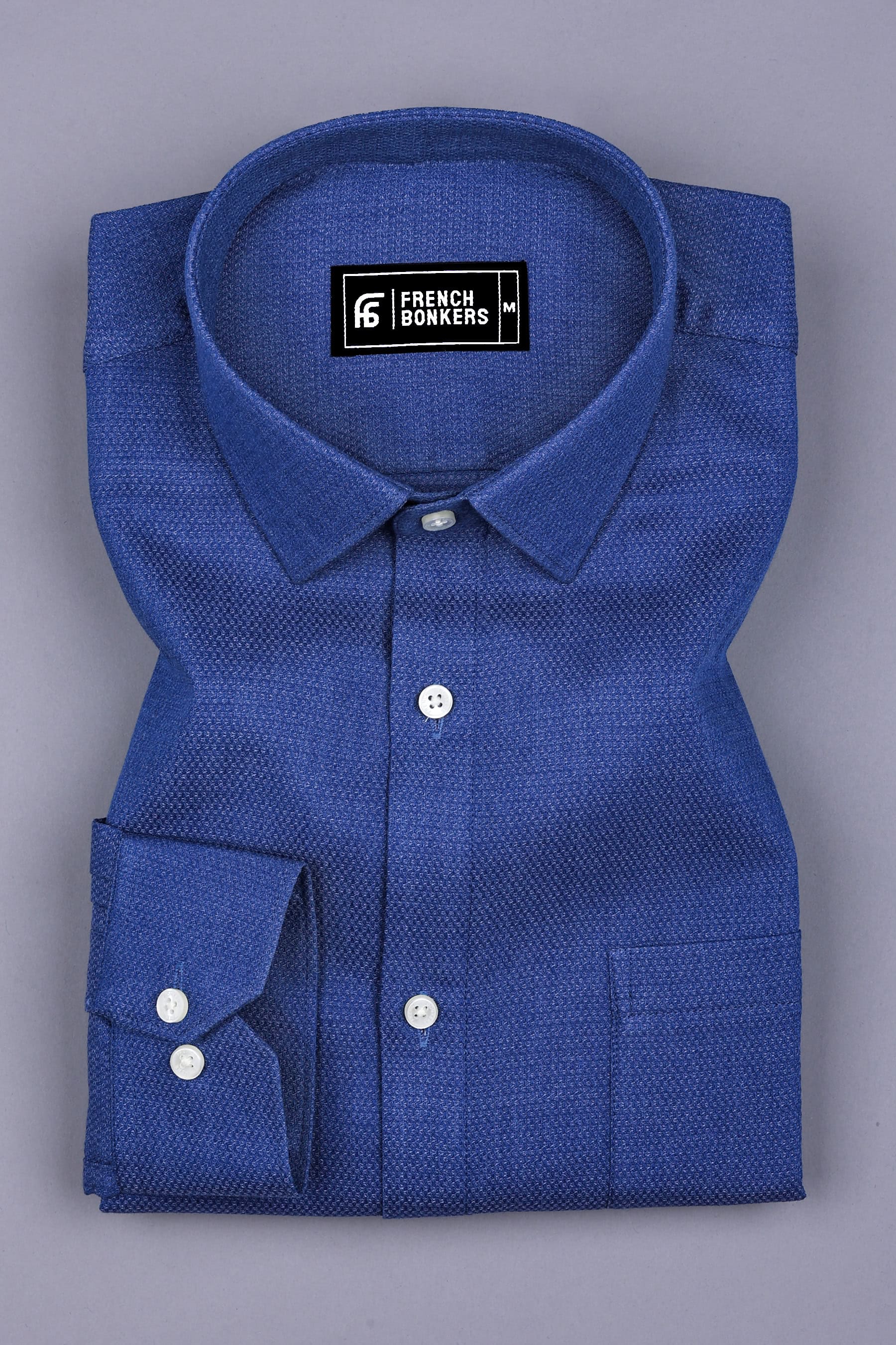 Steel Blue Solid Cotton Shirt
