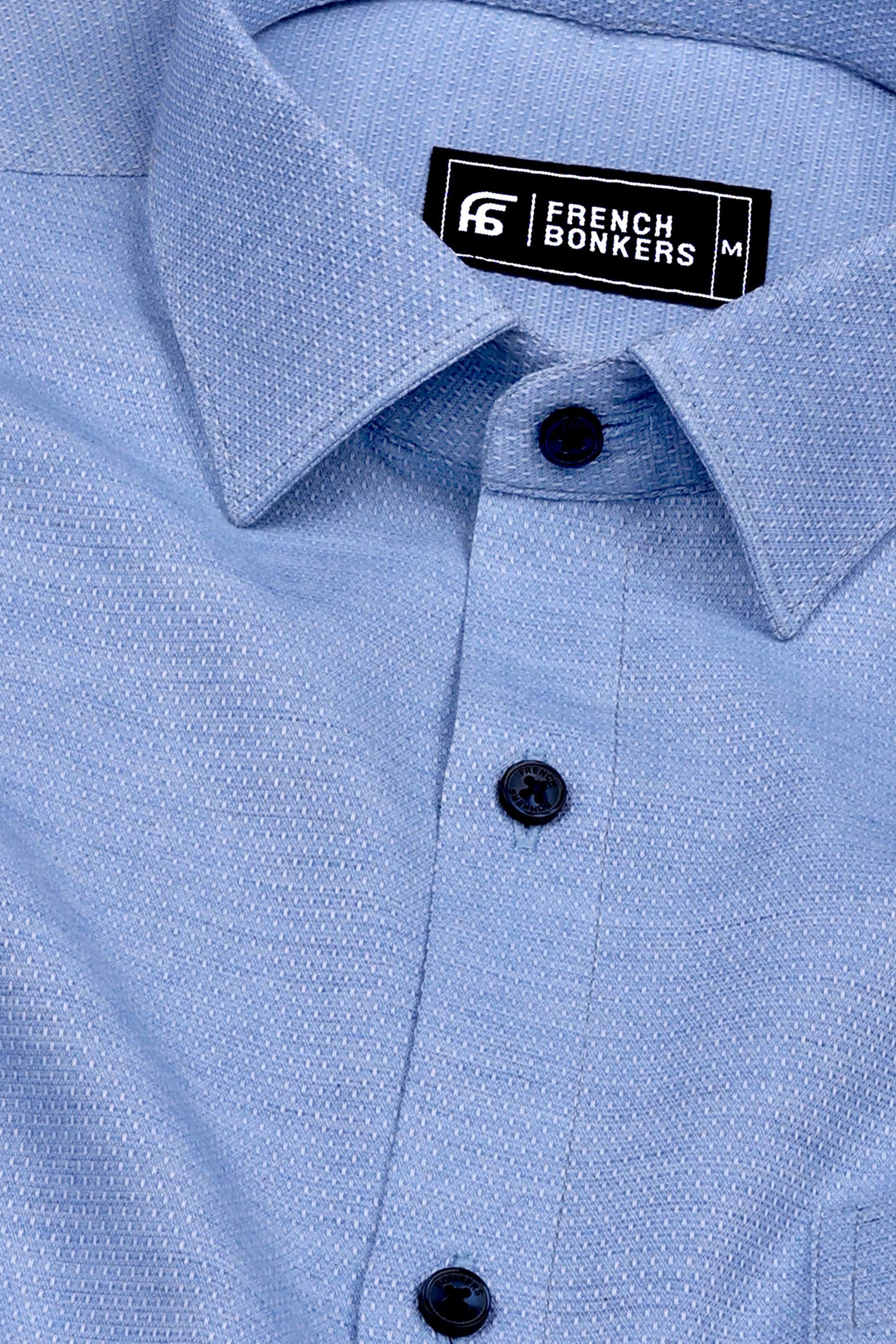 Sky Blue Dobby Texture Cotton Shirt
