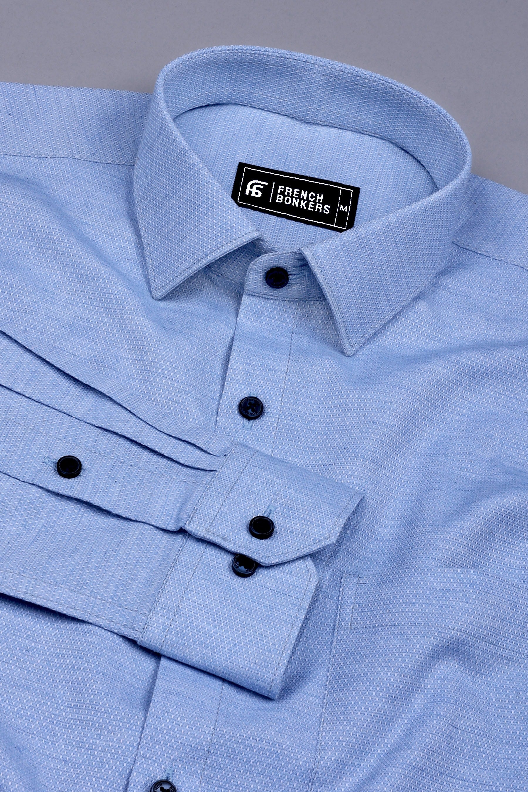 Sky Blue Dobby Texture Cotton Shirt
