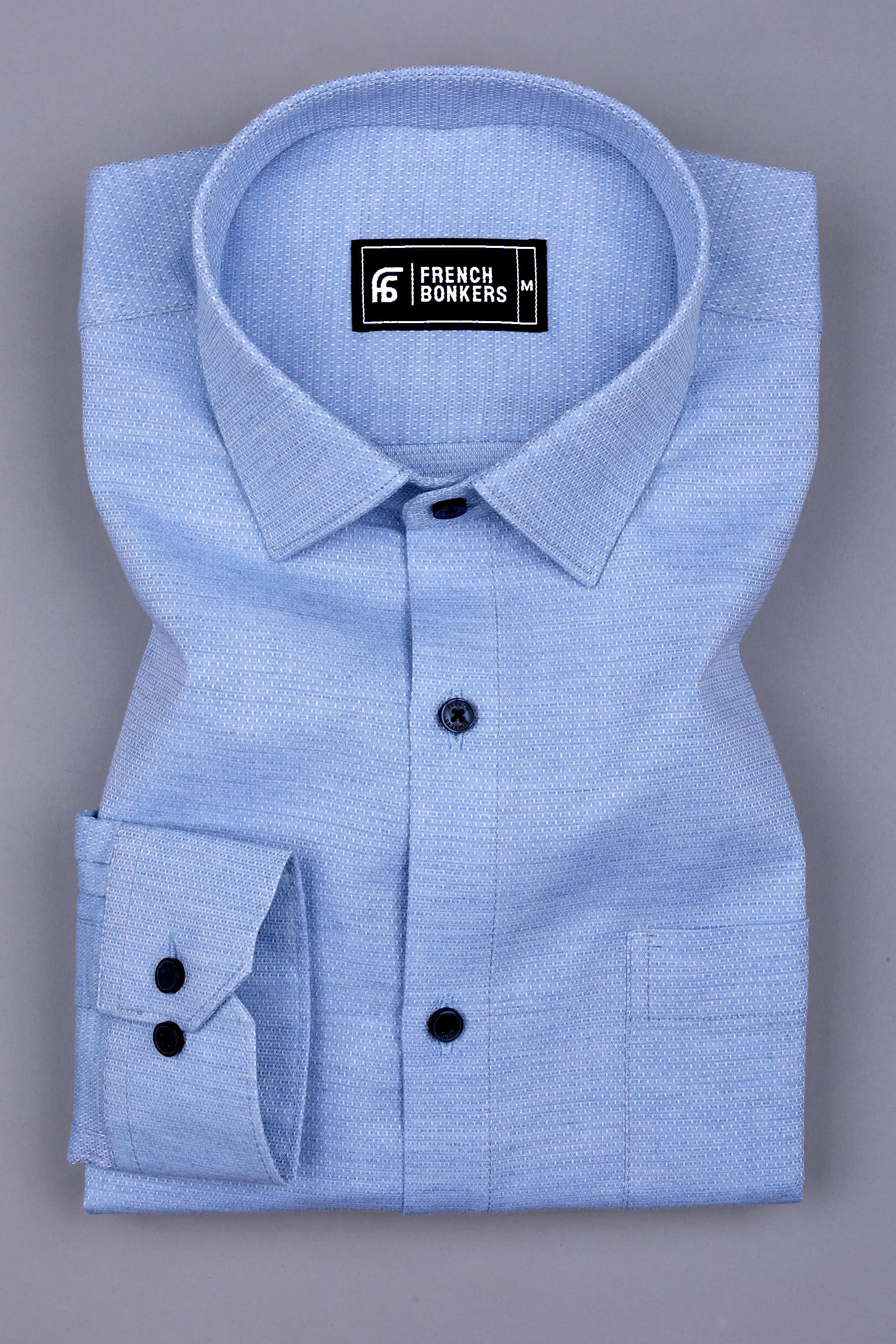 Sky Blue Dobby Texture Cotton Shirt