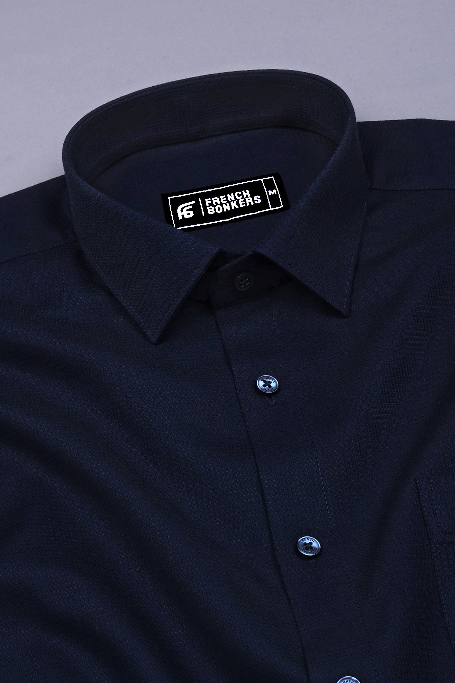 Dark Blue Python Shaped Cotton Shirt