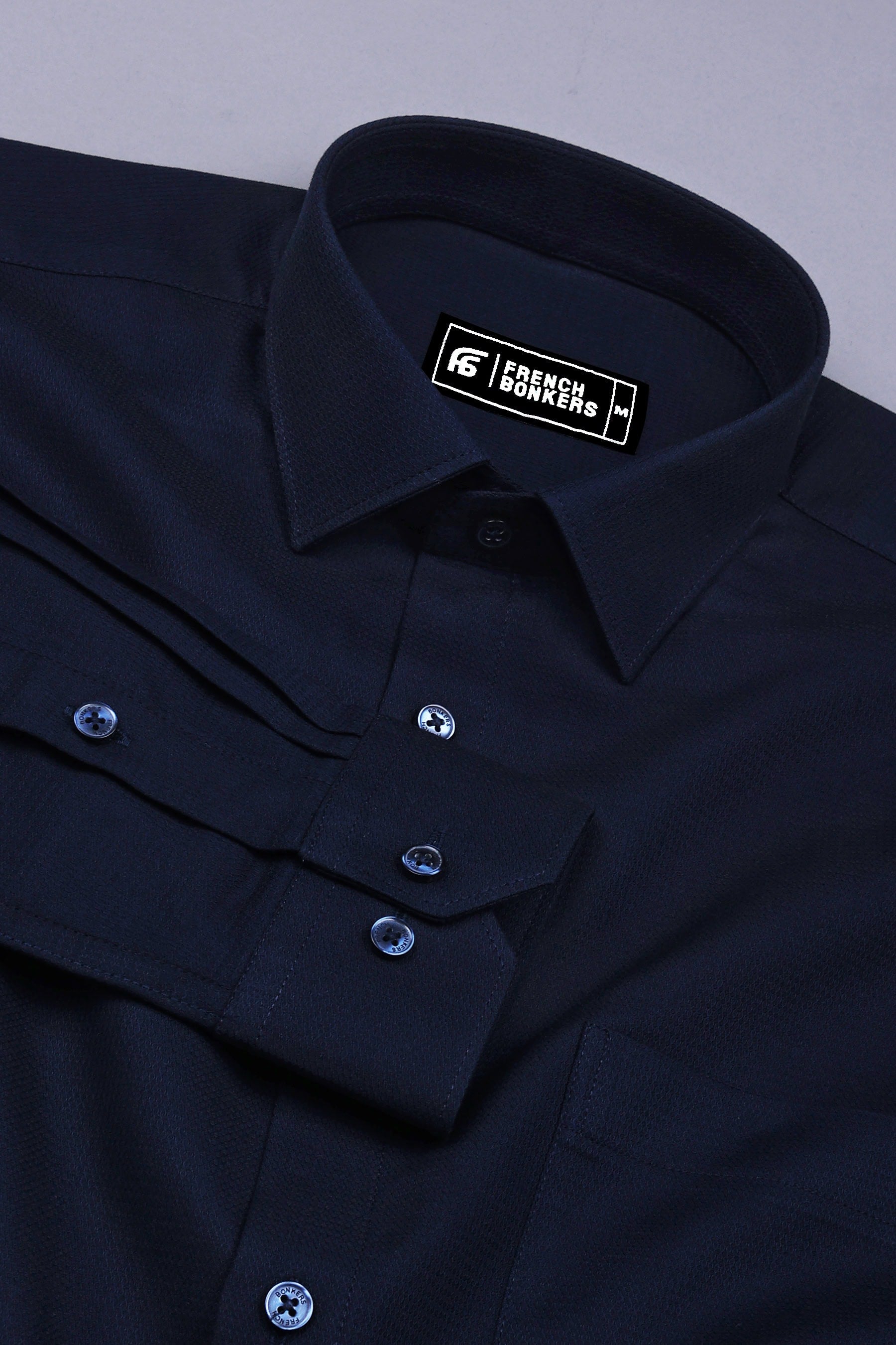 Dark Blue Python Shaped Cotton Shirt