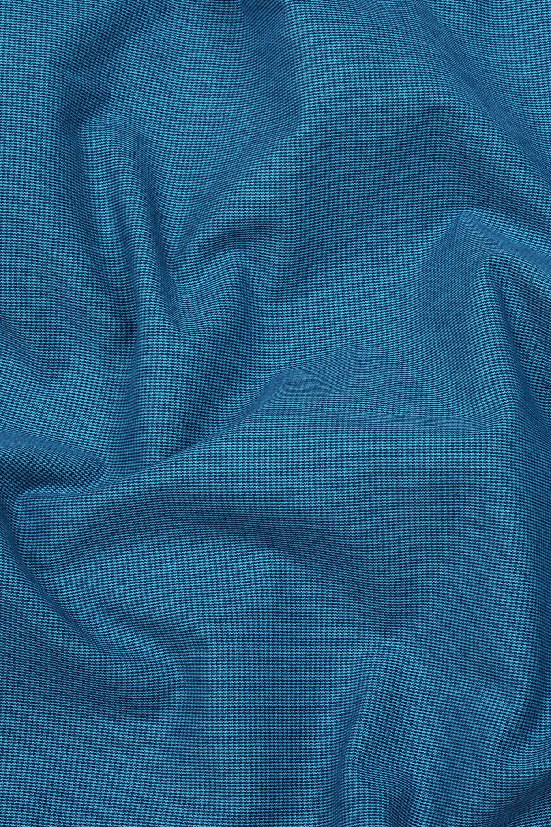 Royal Blue Houndstooth Cotton Shirt