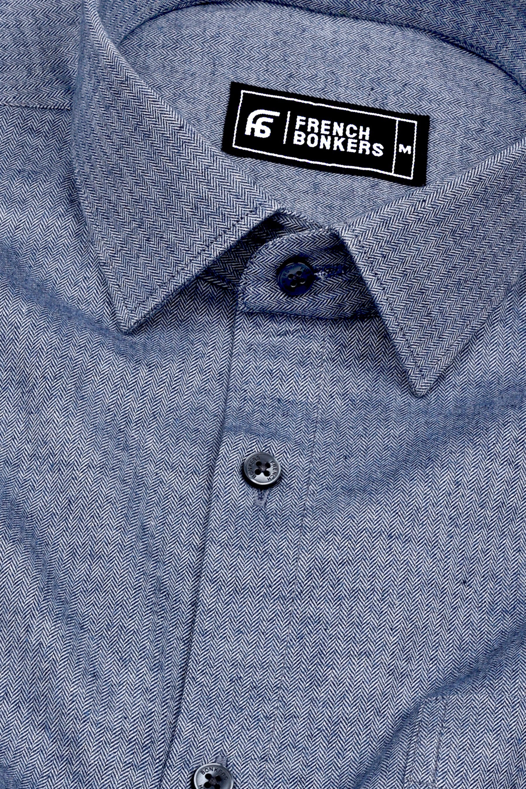 Blue With Gray Two Tone Cotton Shirt