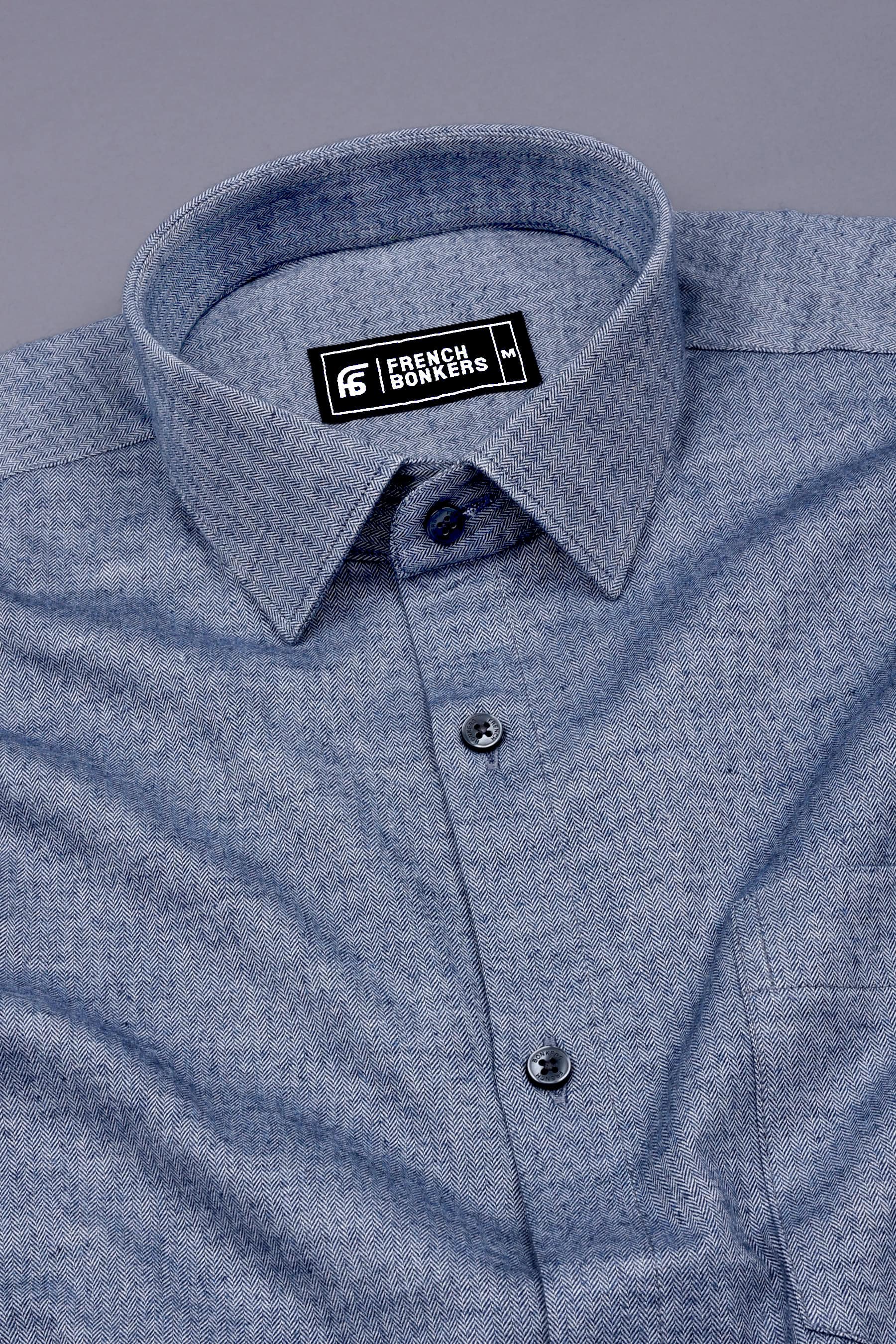 Blue With Gray Two Tone Cotton Shirt
