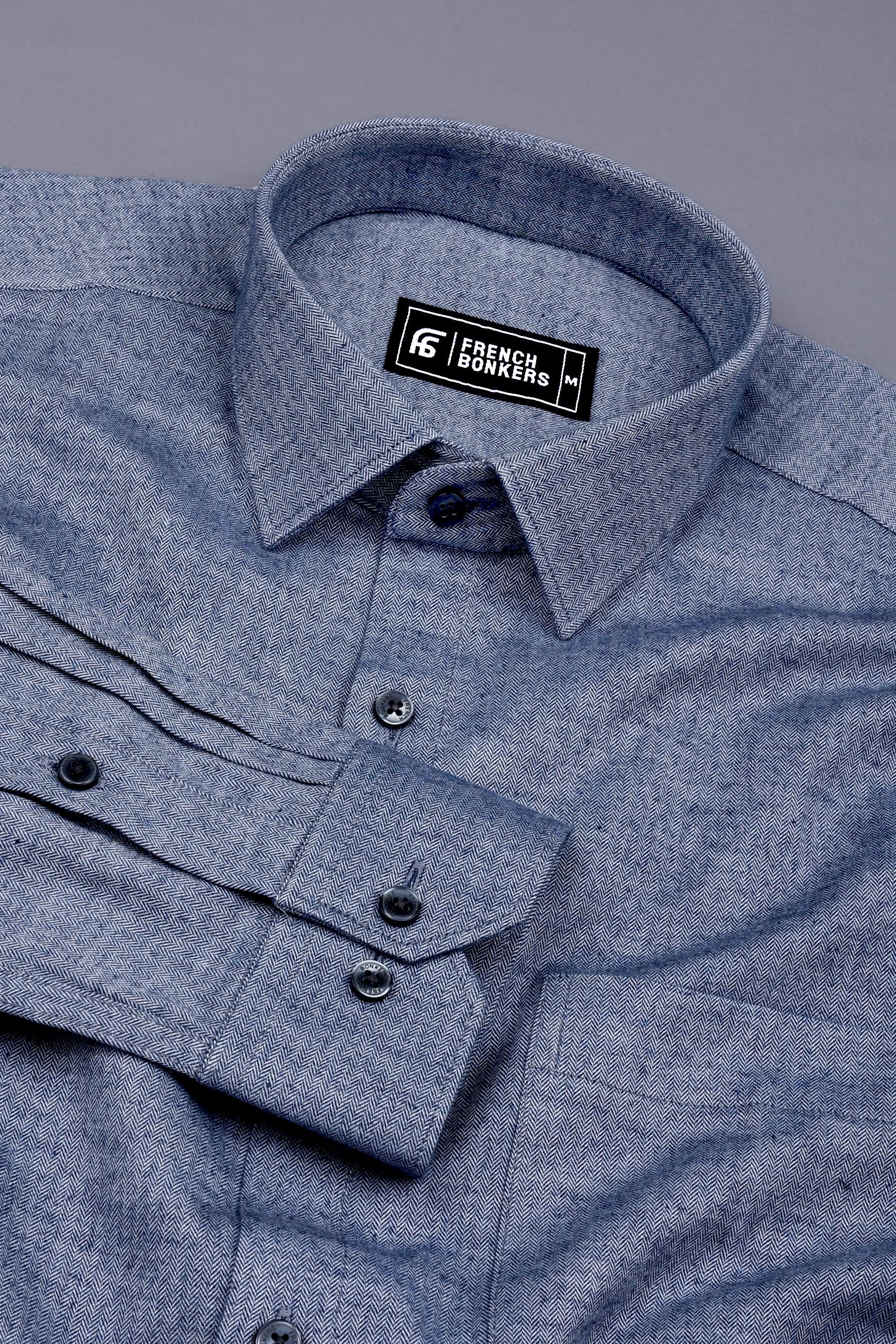 Blue With Gray Two Tone Cotton Shirt