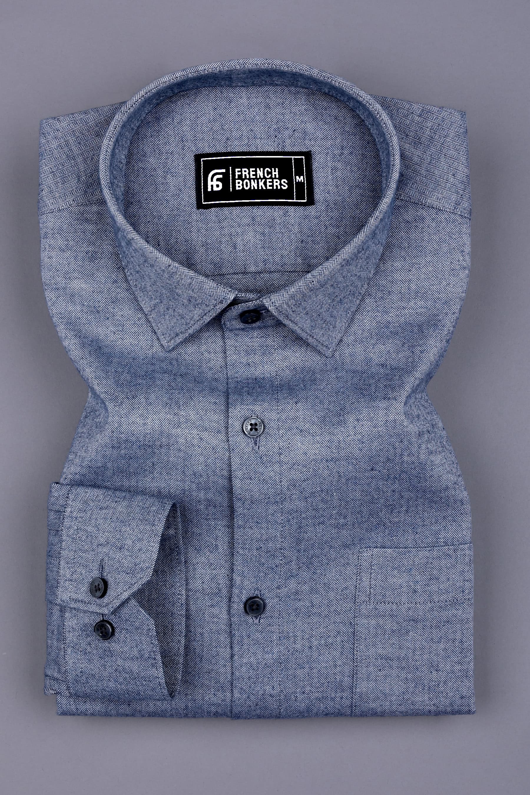 Blue With Gray Two Tone Cotton Shirt