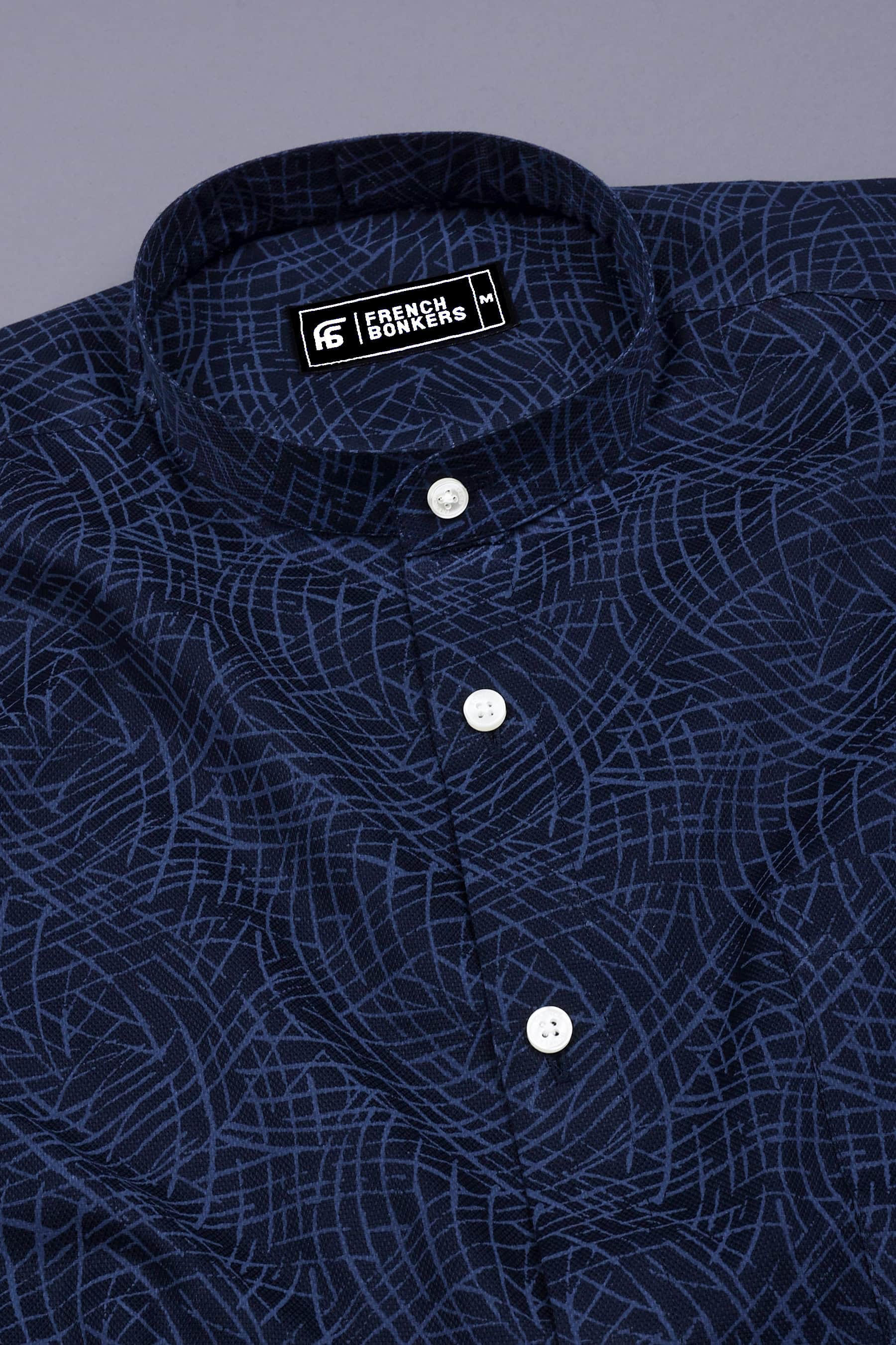 Blue Random Line Printed Shirt