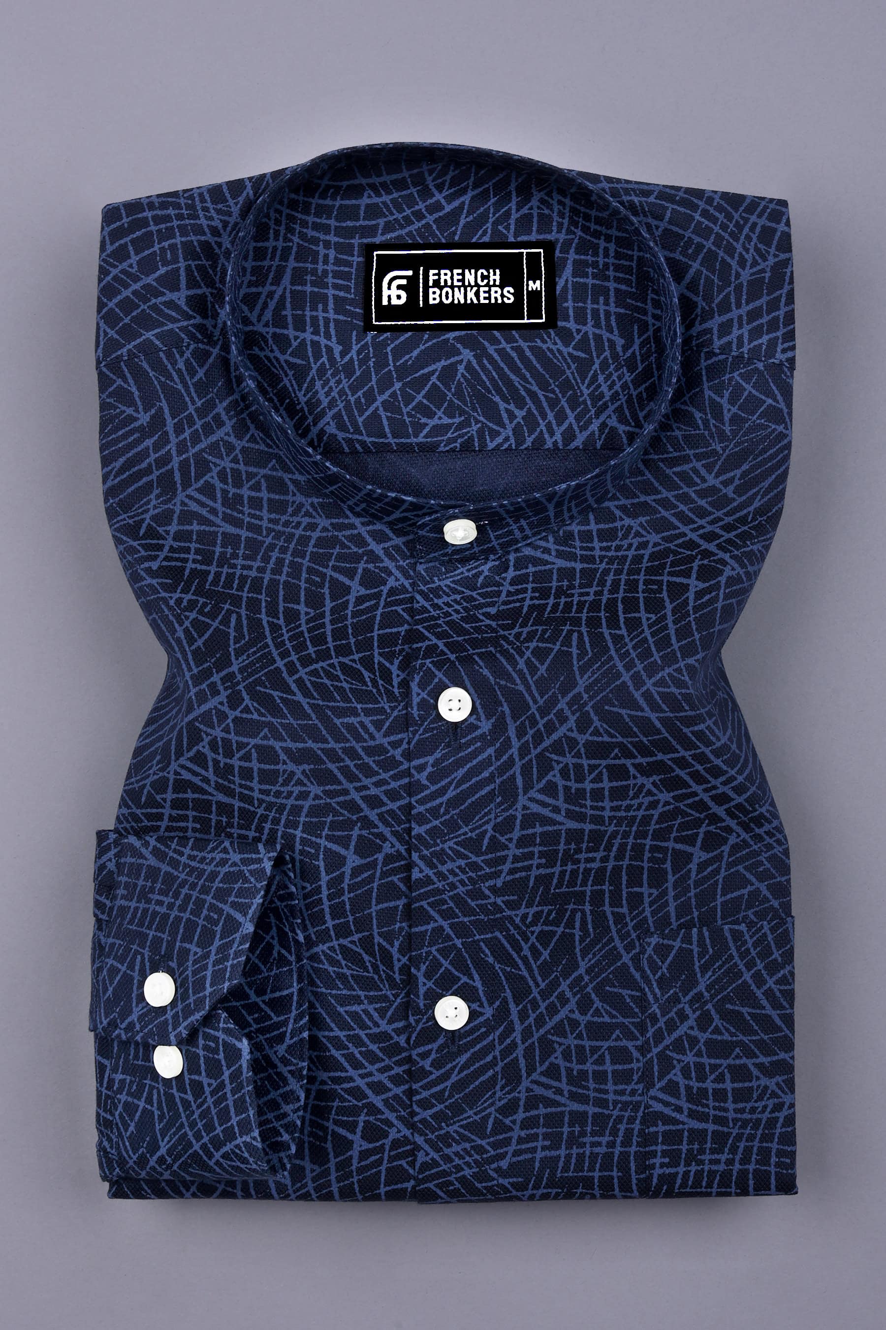 Blue Random Line Printed Shirt