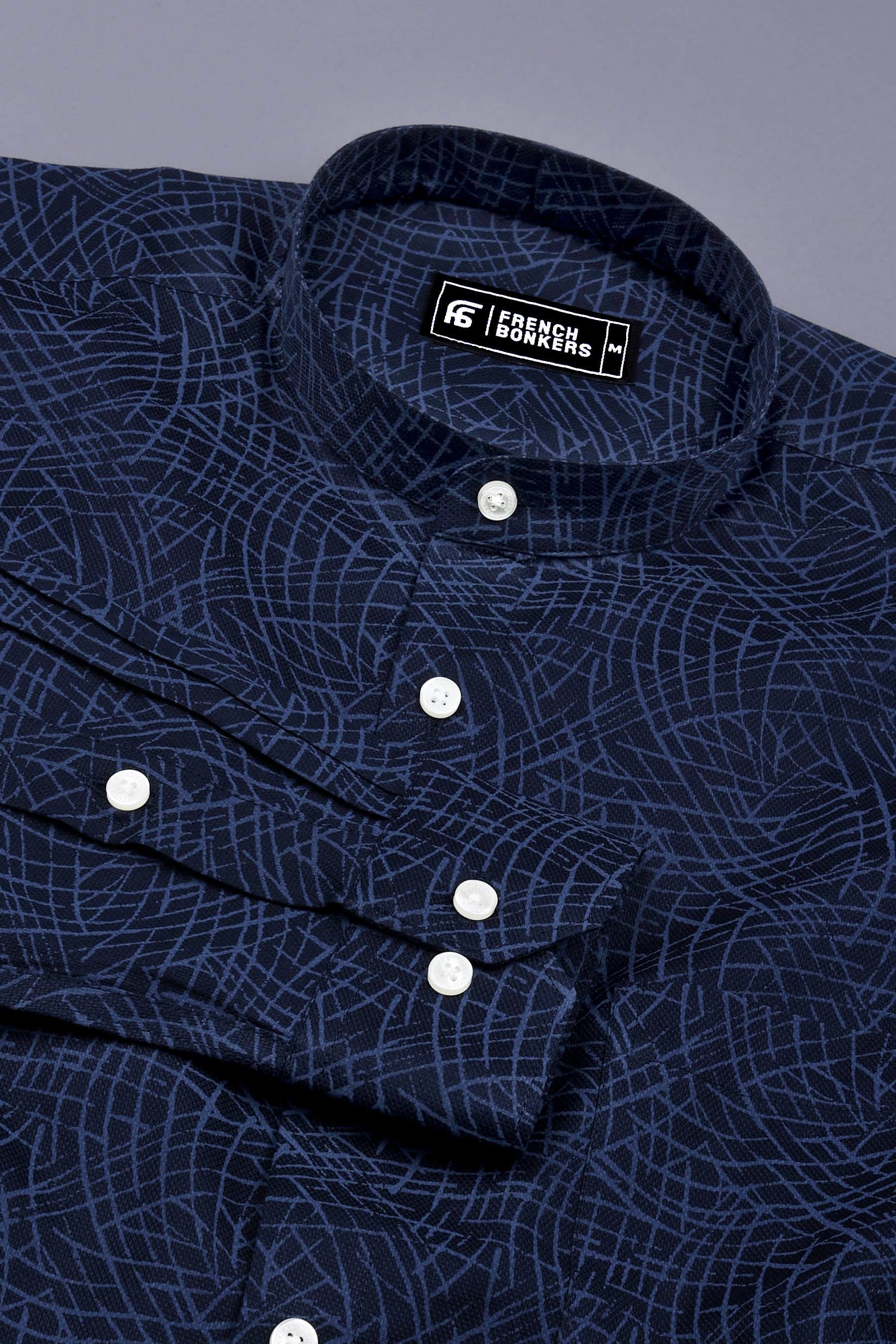 Blue Random Line Printed Shirt