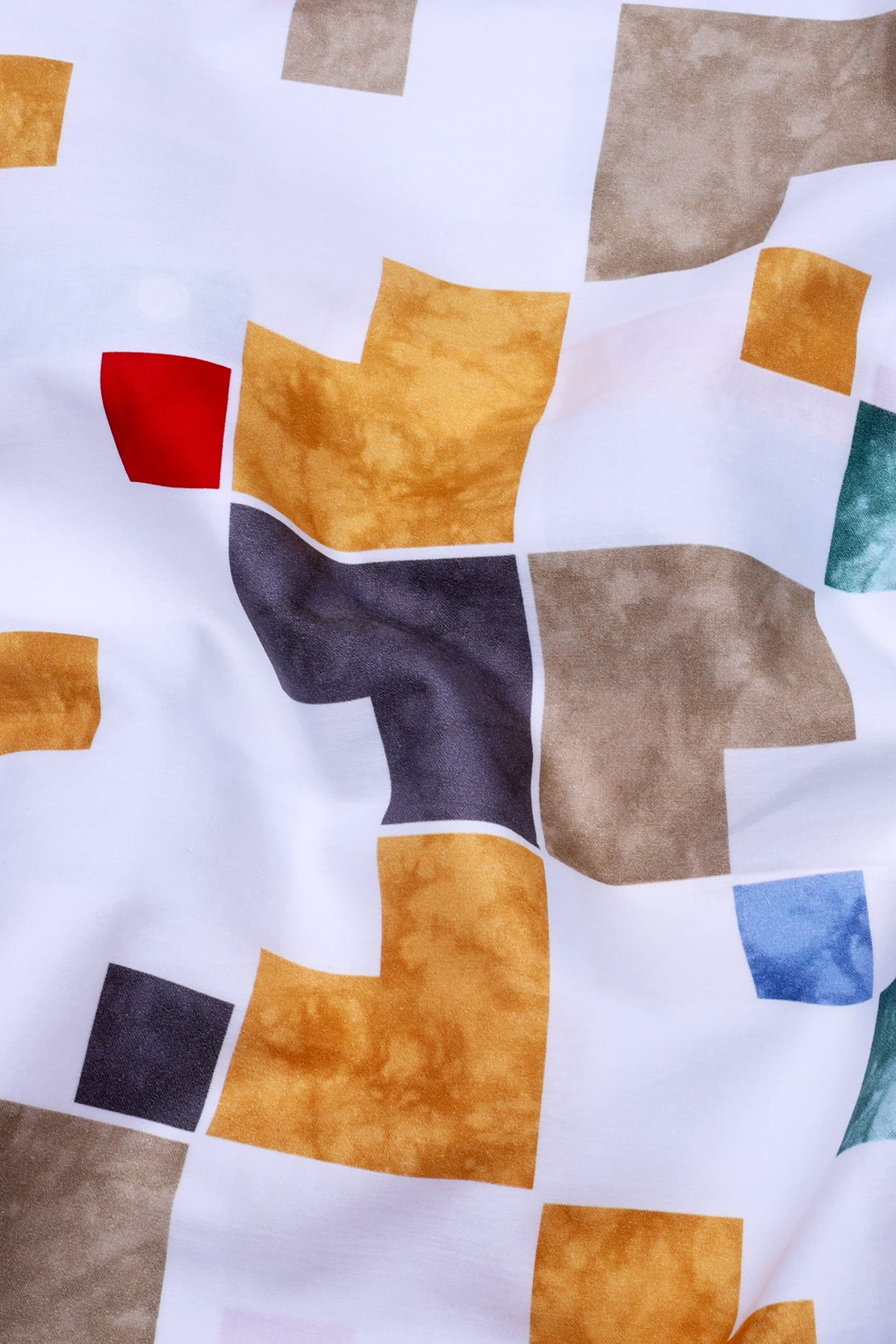 White With Multi Colour Box Printed Shirt