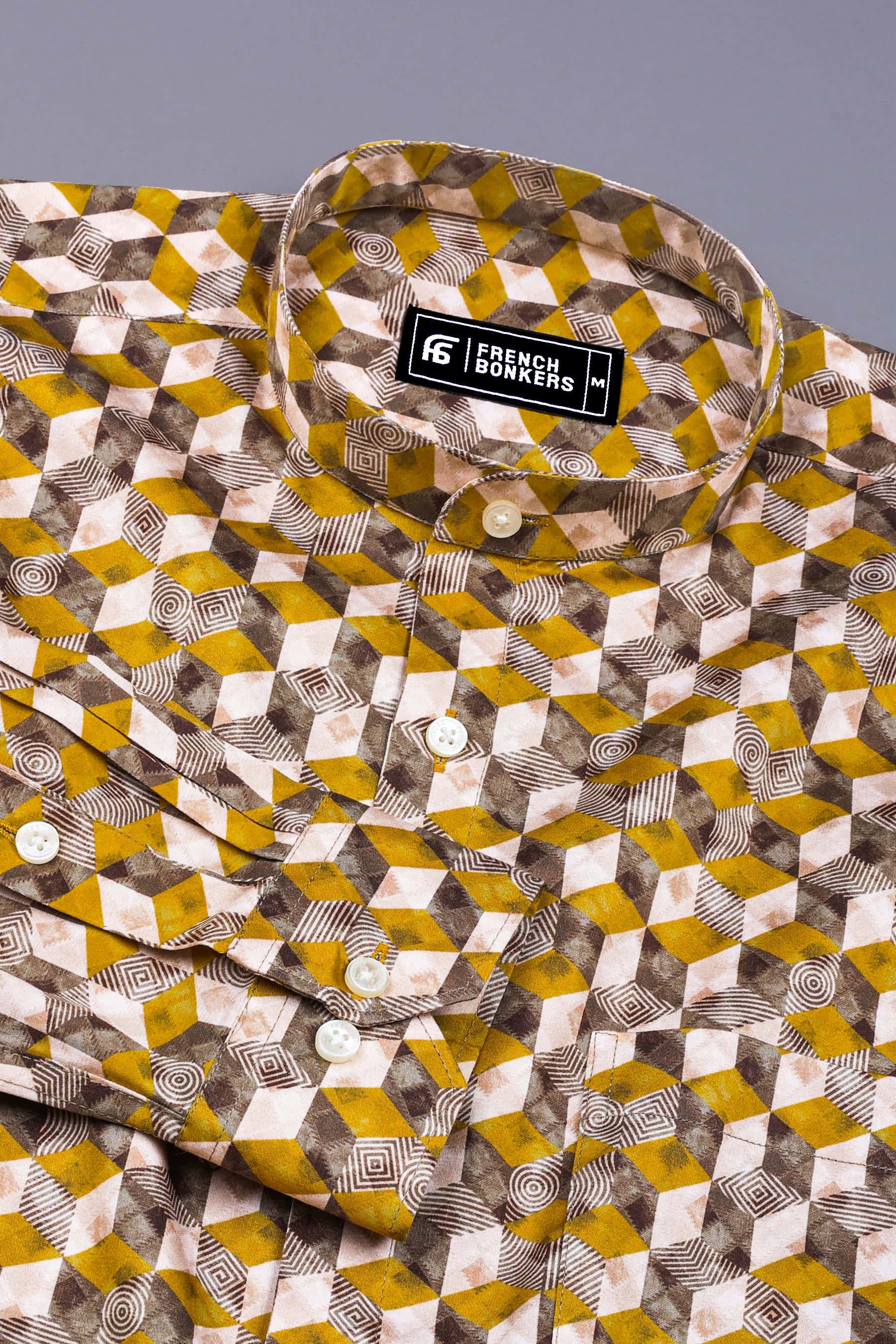 Square Multi Color Print Cotton Shirt