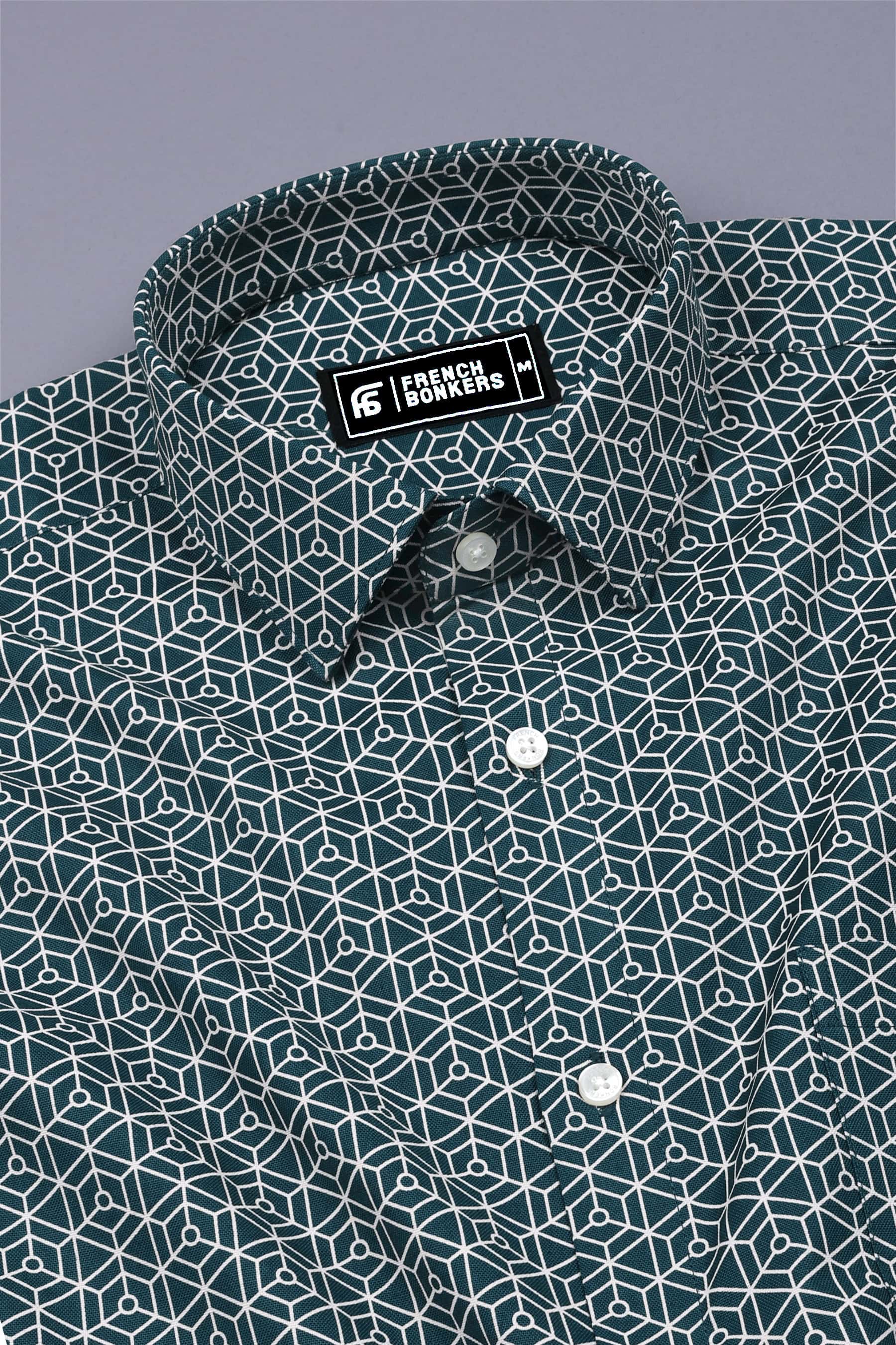 Rama Green Multi Hexagon Printed Shirt