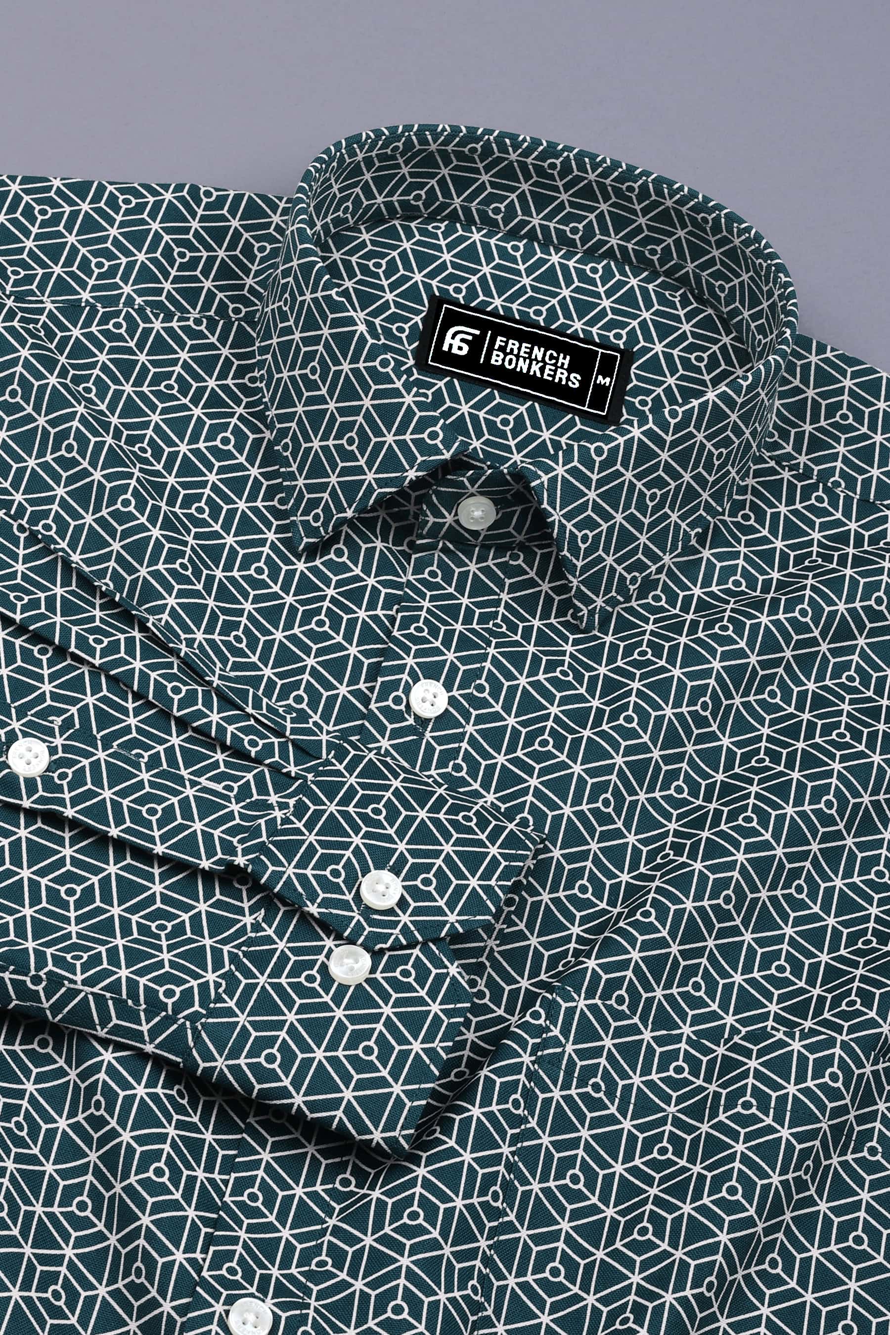 Rama Green Multi Hexagon Printed Shirt