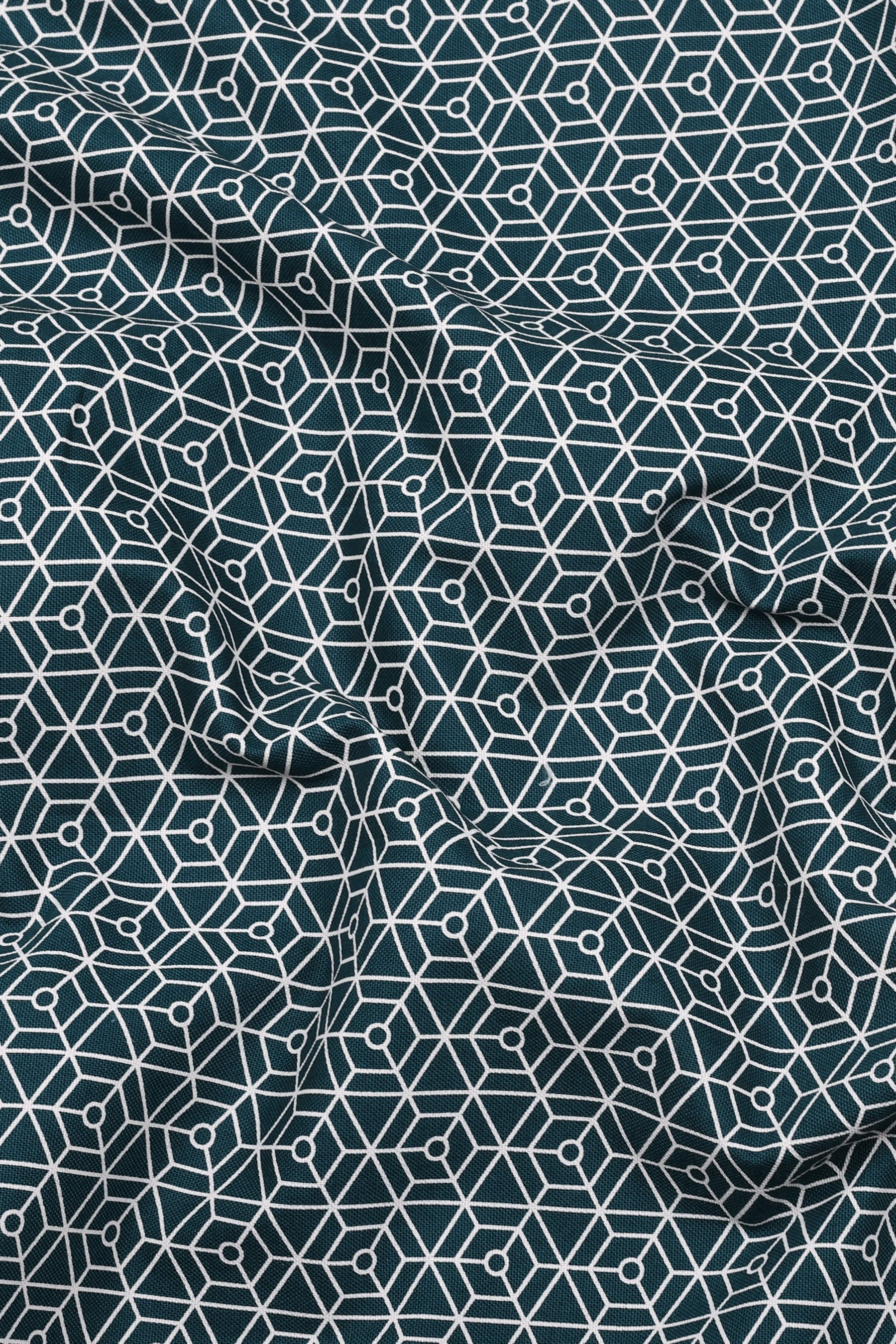 Rama Green Multi Hexagon Printed Shirt