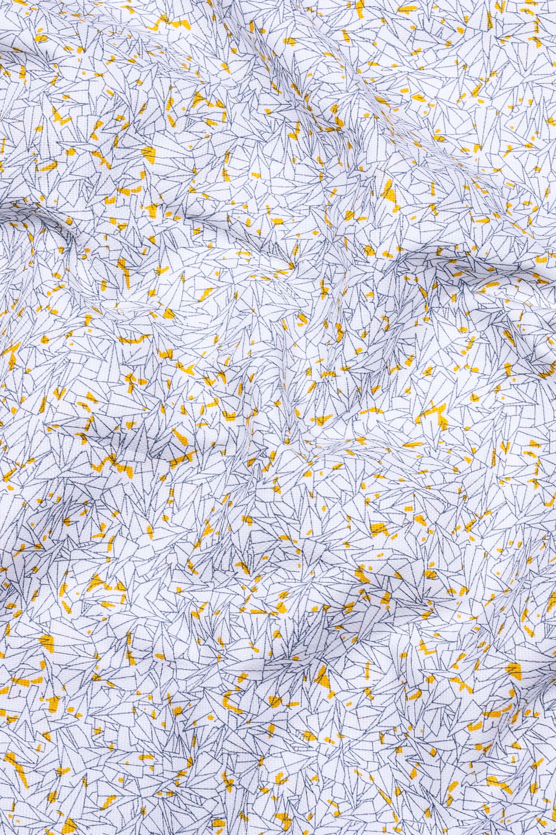 White With Yellow Sprinkle Printed Shirt