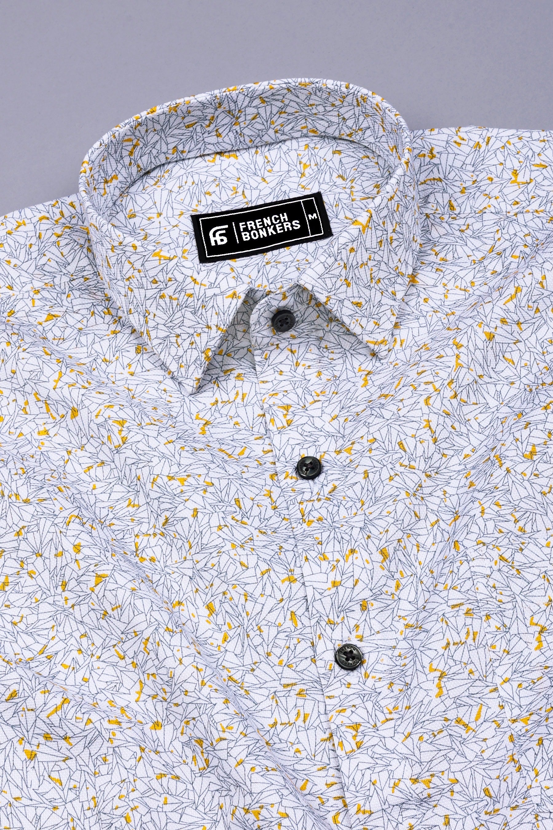 White With Yellow Sprinkle Printed Shirt