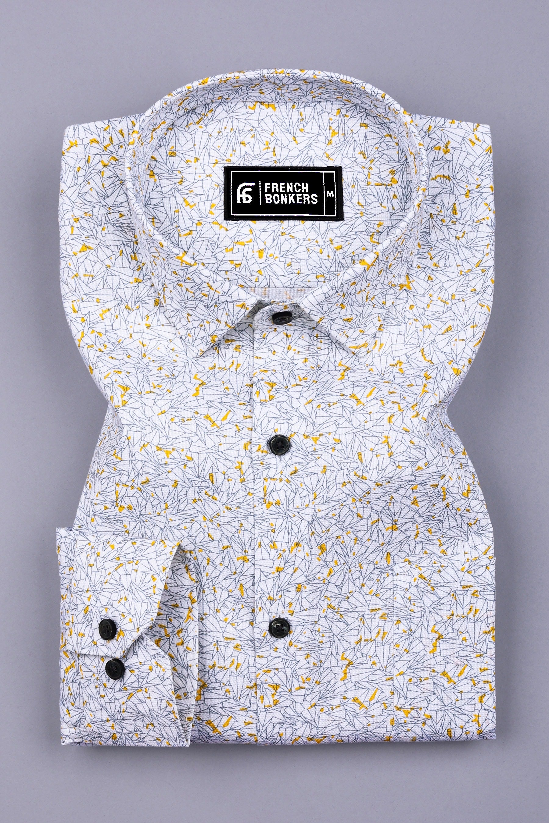 White With Yellow Sprinkle Printed Shirt