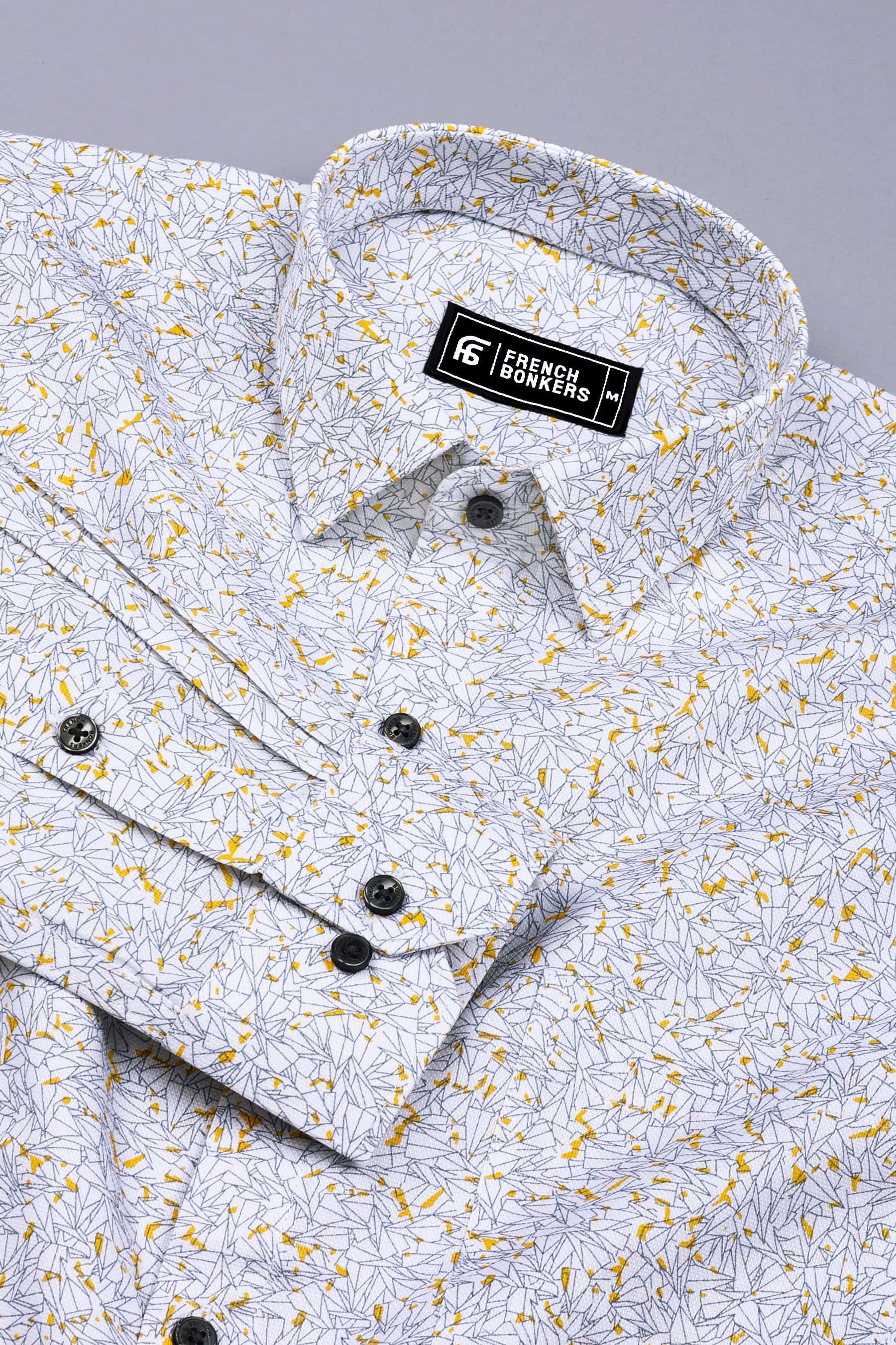 White With Yellow Sprinkle Printed Shirt