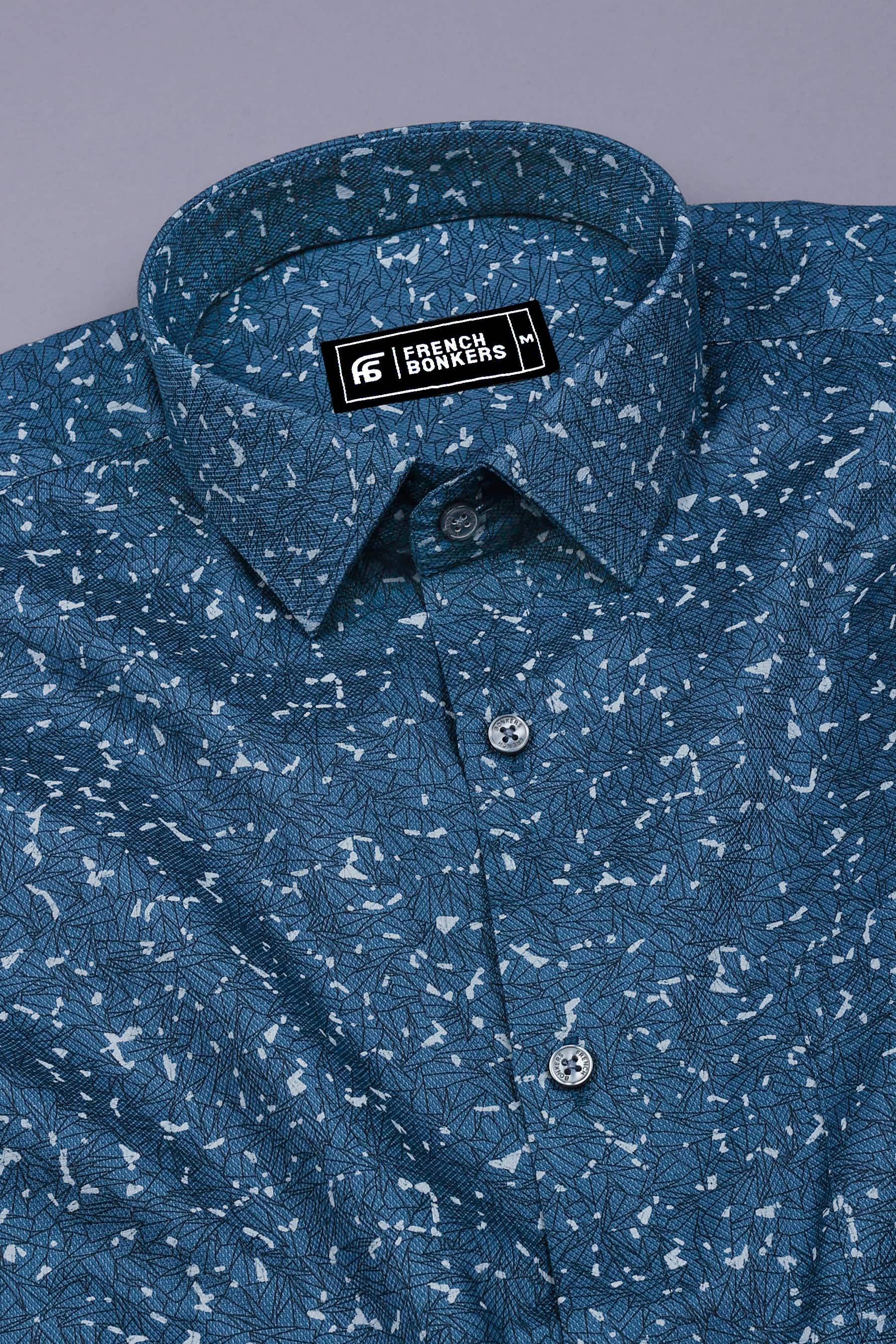 Blue With Gray Sprinkle Printed Shirt