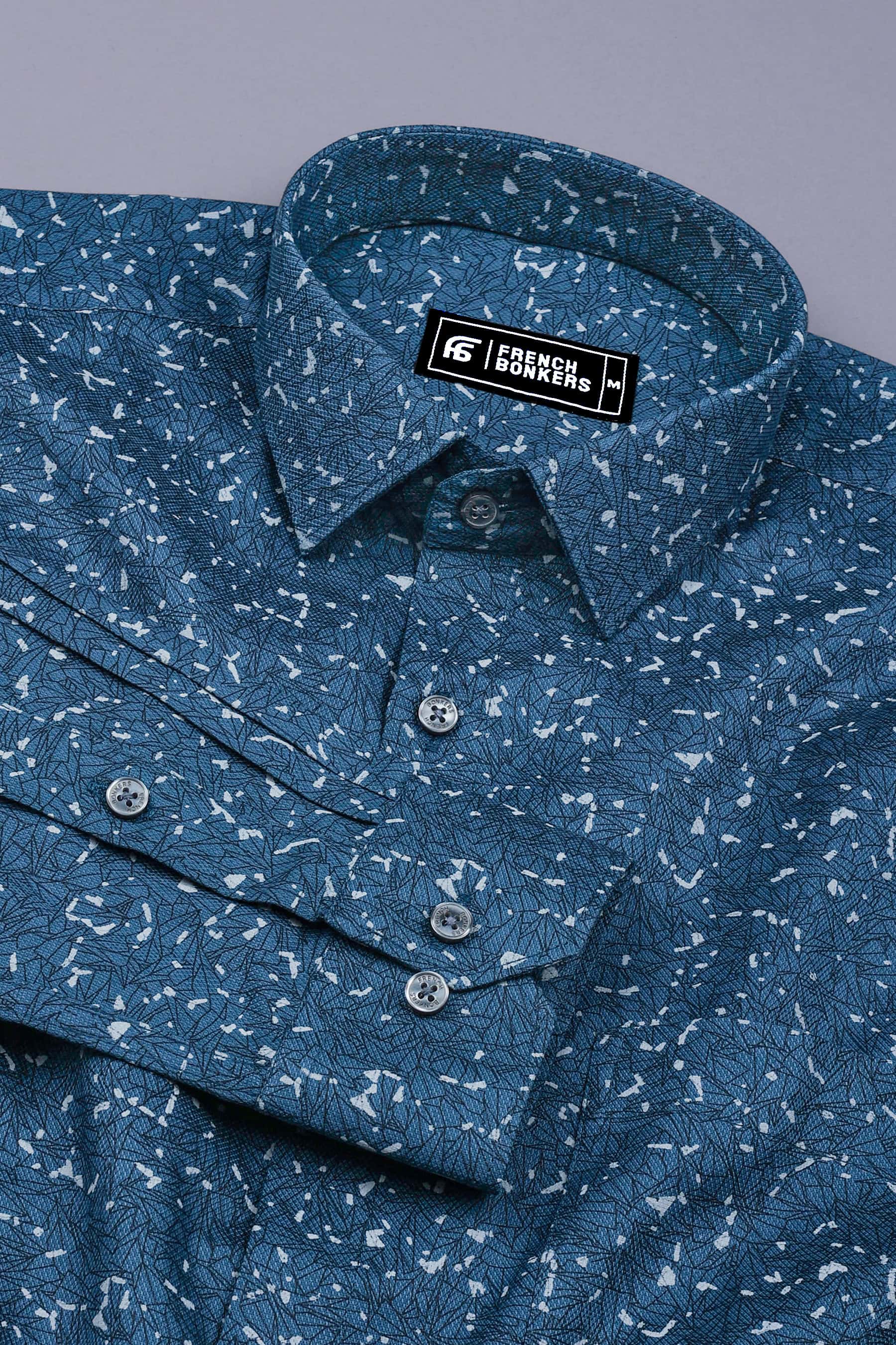 Blue With Gray Sprinkle Printed Shirt