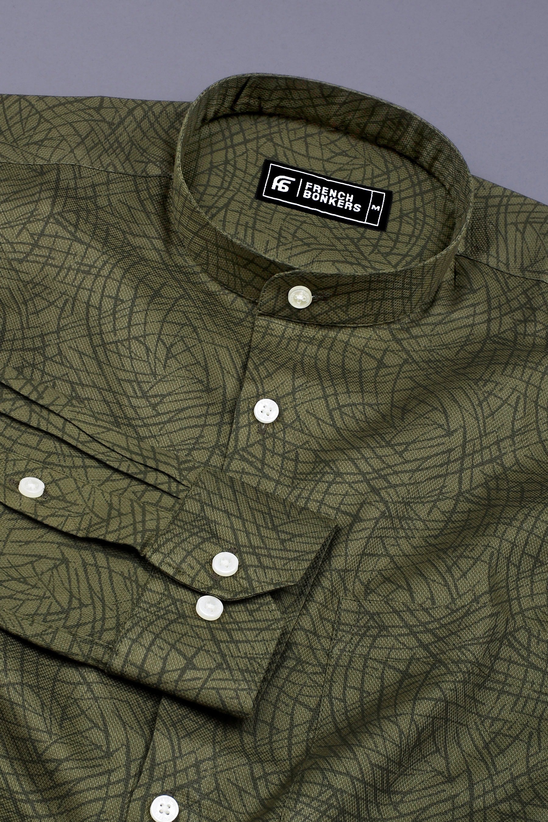 Green Random Line Printed Shirt