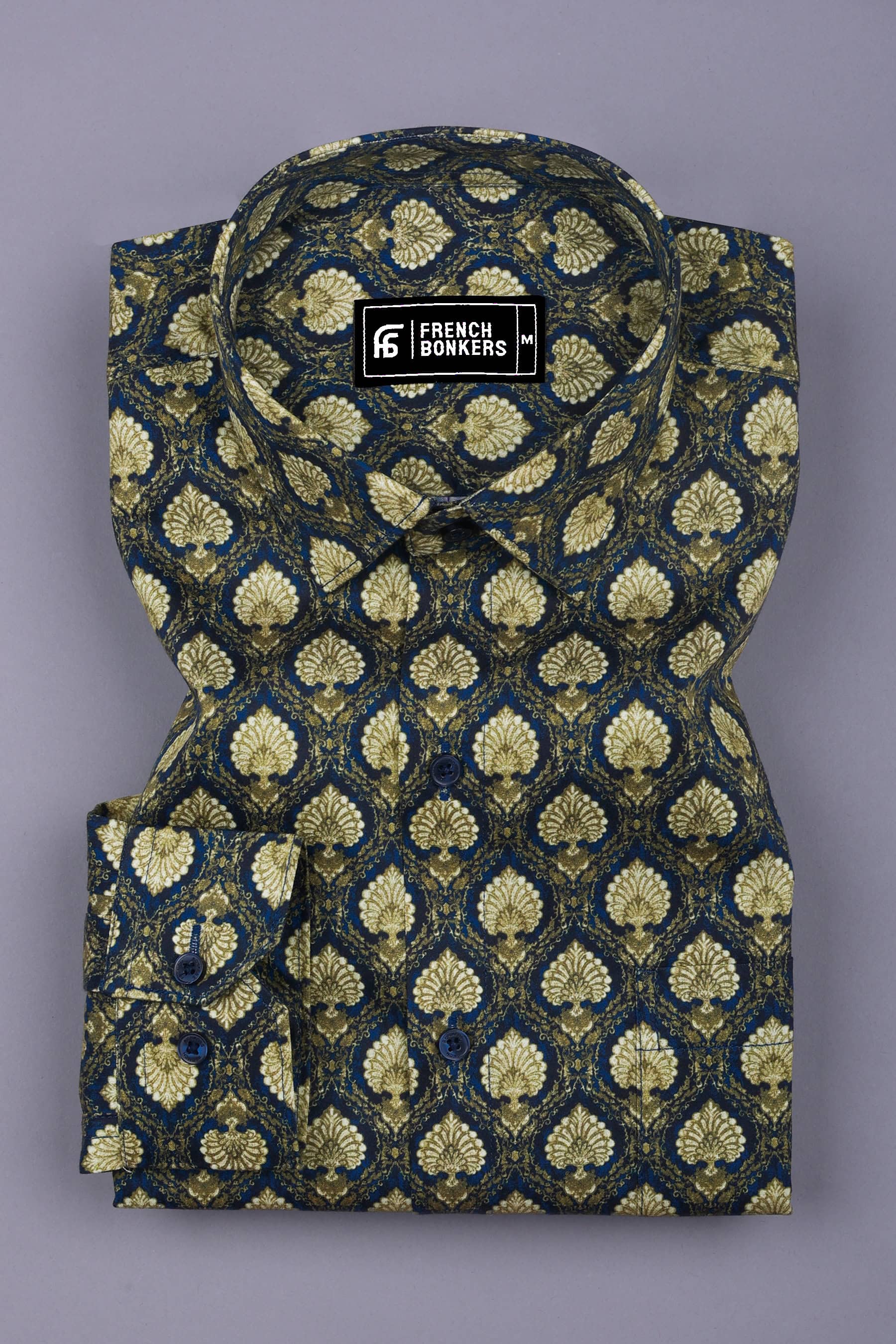 Peacock Bloom Printed Cotton Shirt
