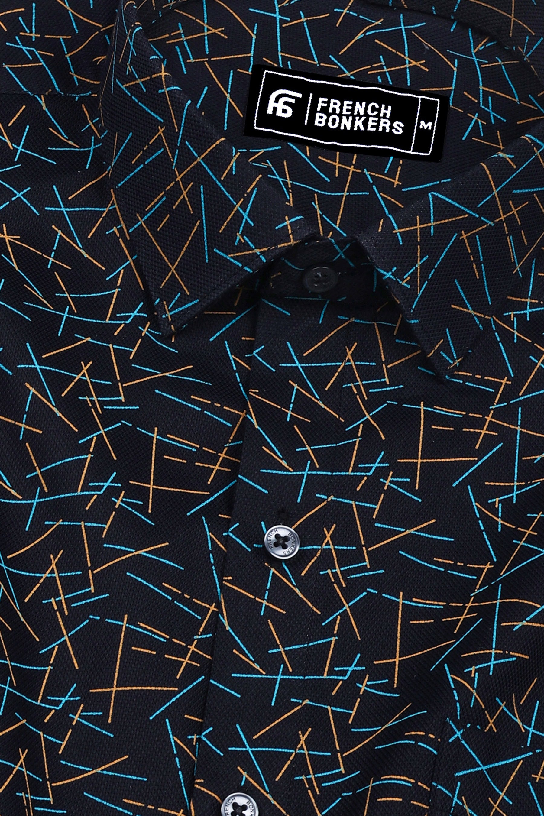 Deep Navy blue Geometrical Printed Cotton shirt