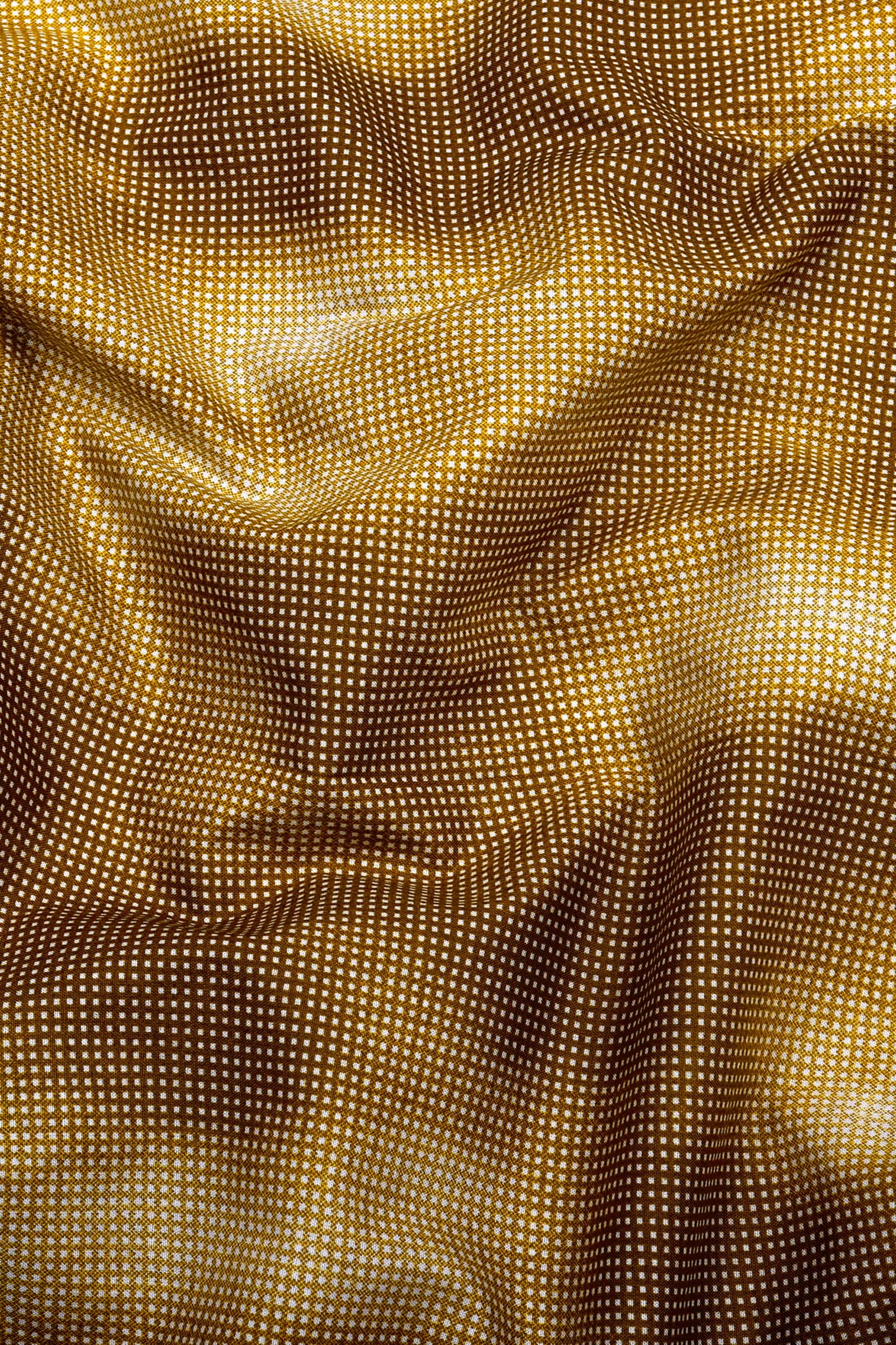 Mustard Yellow with White Grid Pattern Printed Shirt